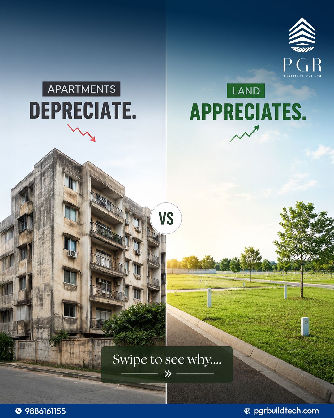 PGR Buildtech Facebook ad: Owning land is one of those rare decisions…