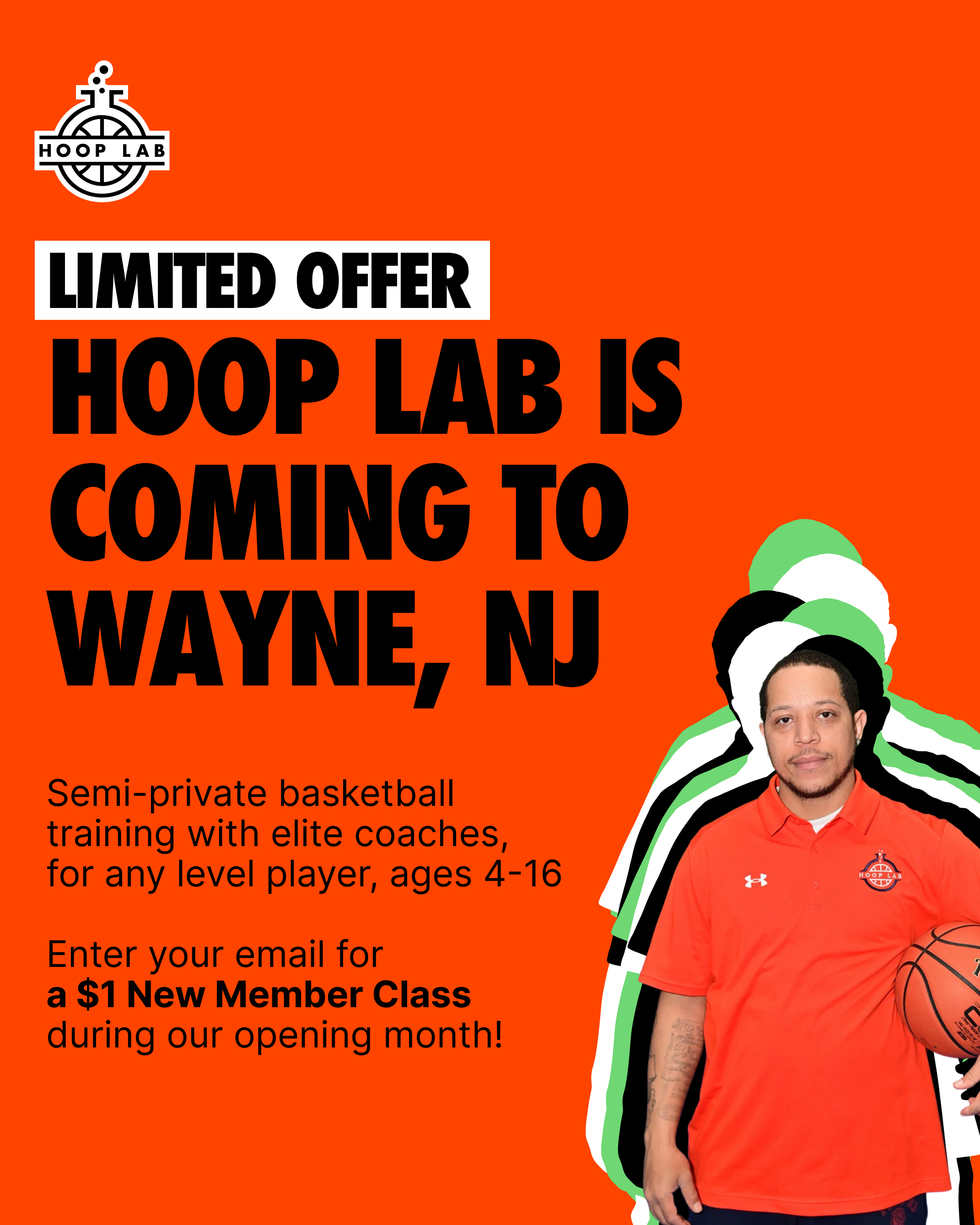 Hoop Lab Facebook ad: Limited Time - $1 First Class