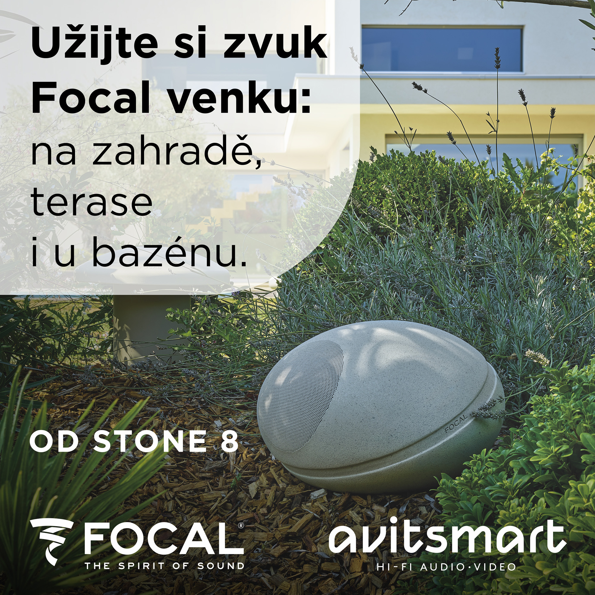 AVITSmart Facebook ad: Zvuk, který splyne se zahradou, Focal Stone OD8.