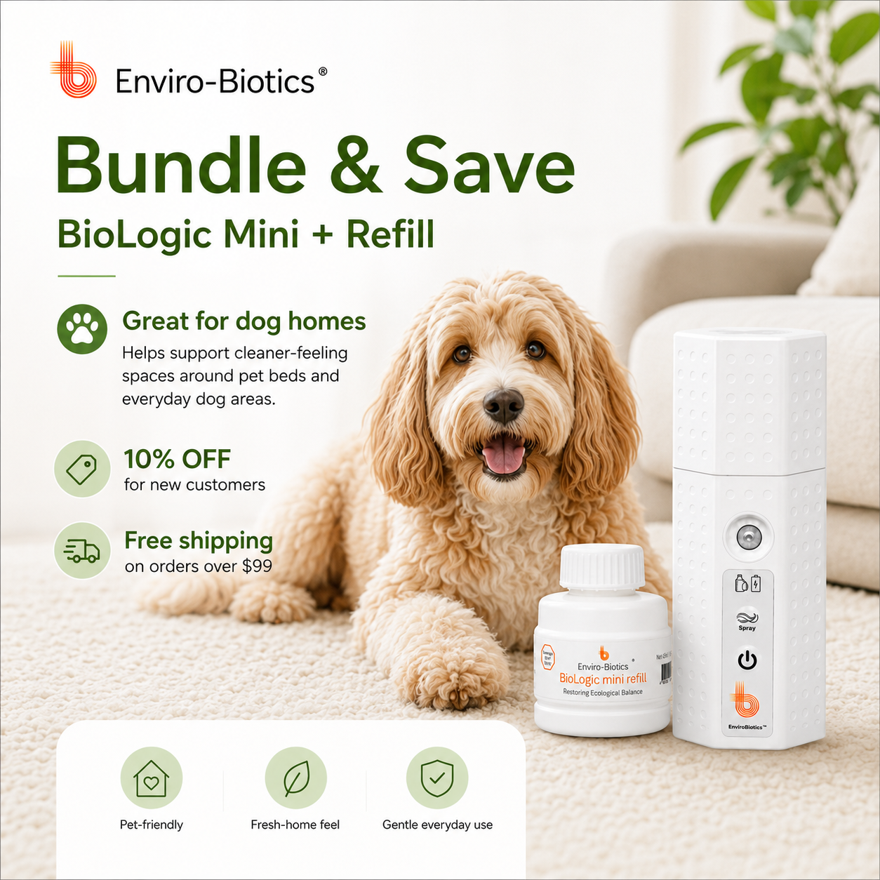 Healthy Air Home Facebook ad: A Fresher Home for Dog Lovers