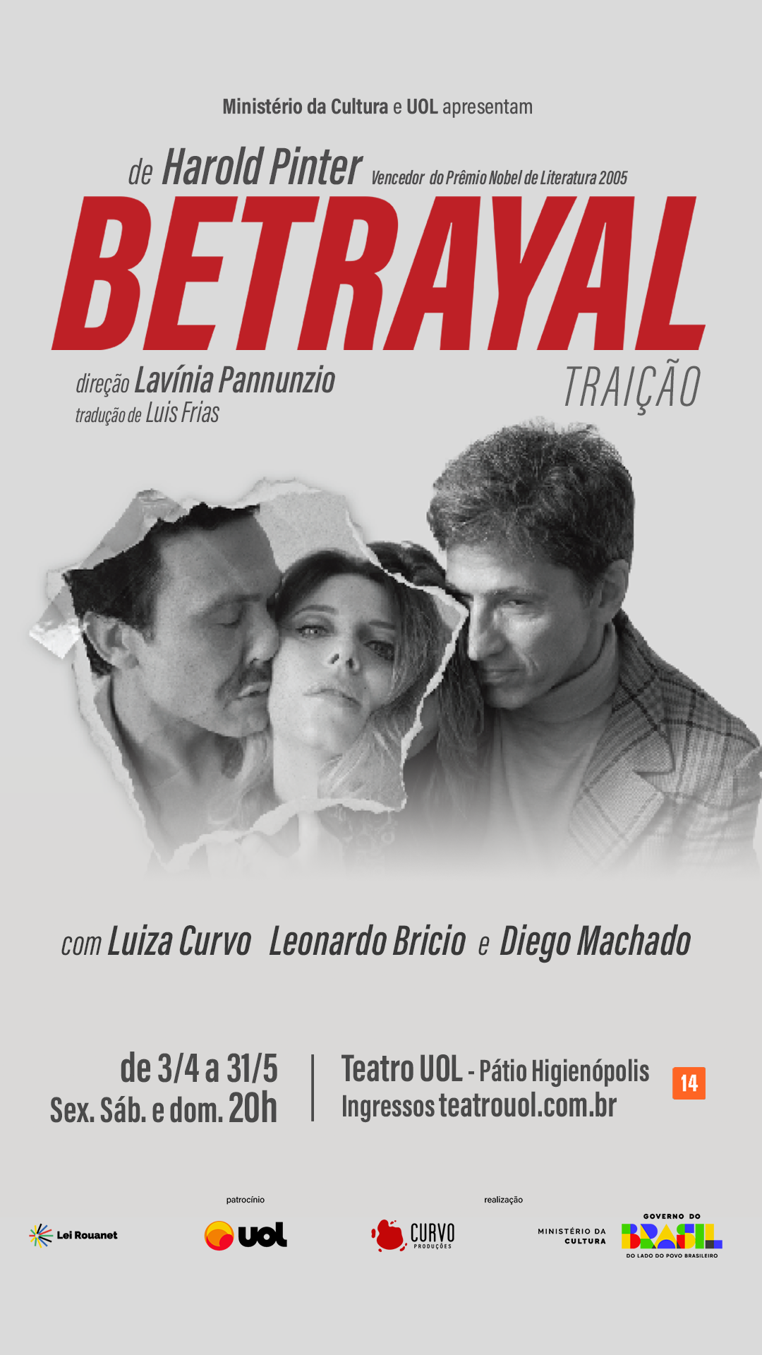 Betrayal Teatro Facebook ad from Apr 6, 2026