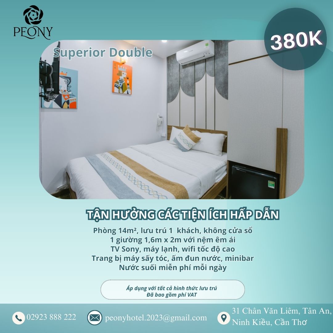 Peony Hotel - Cần Thơ Facebook ad: BOOK PHÒNG NGAY, NHẬN ƯU ĐÃI KHỦNG TẠI…