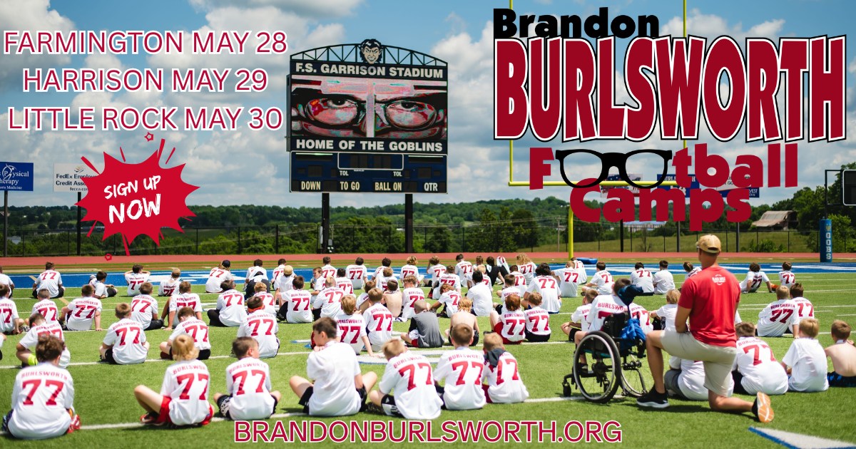 Brandon Burlsworth Foundation Facebook ad: Football Camp | Brandon Burlsworth Foundation | Arkansas