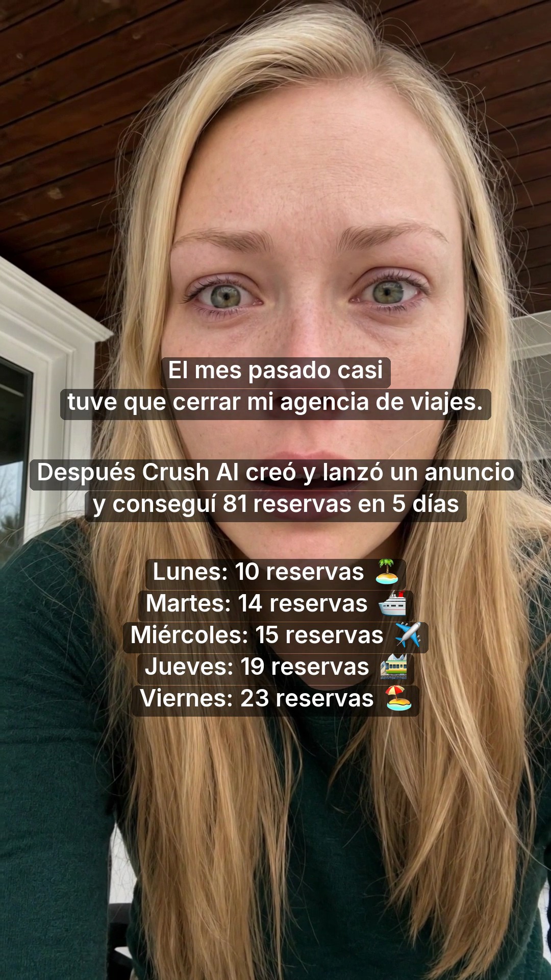 trycrush.ai Facebook ad: Casi cierro. Luego 81 reservas en 5 días