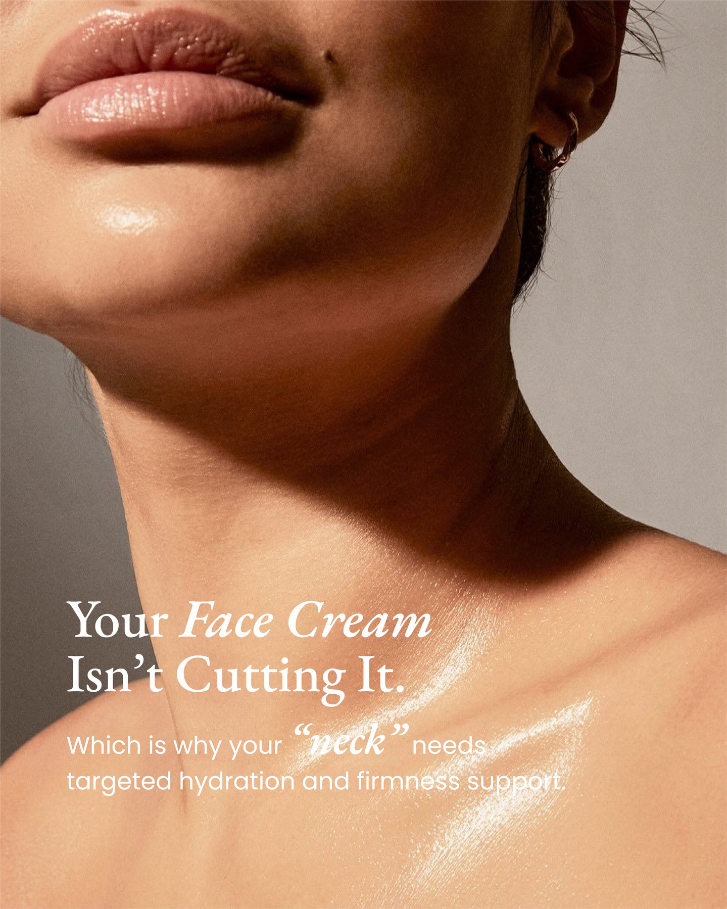 Maroon House Facebook ad: your skincare routine ends at your jawline.