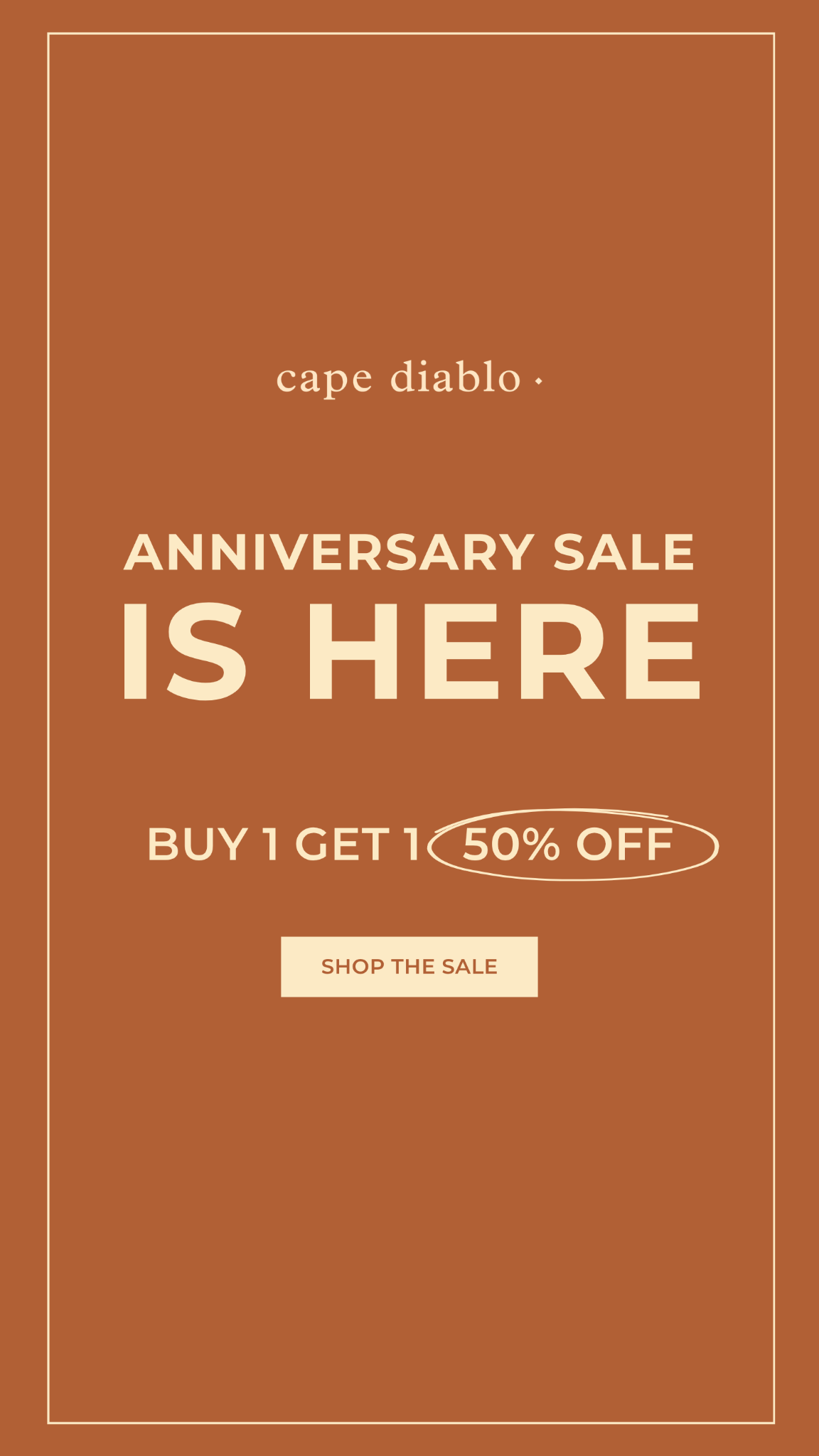 Cape Diablo Facebook ad: BUY 1, GET THE 2ND 50% OFF
