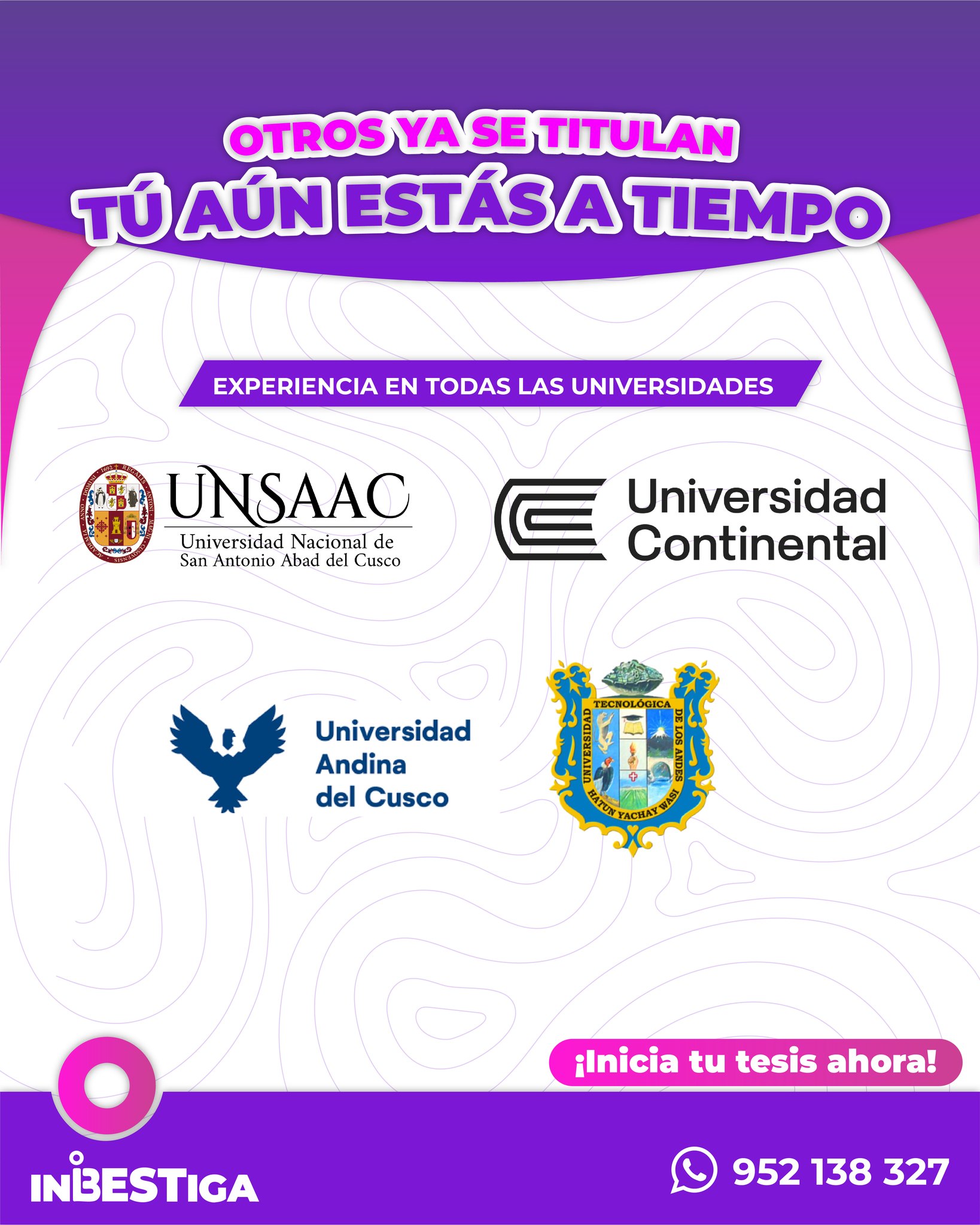 Inbestiga Cusco Facebook ad: INICIA TU TESIS HOY