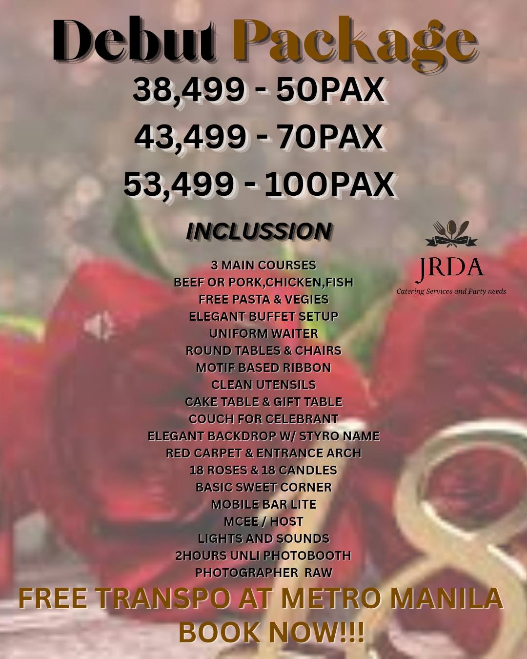 JRDA Catering Services and Party Needs Facebook ad