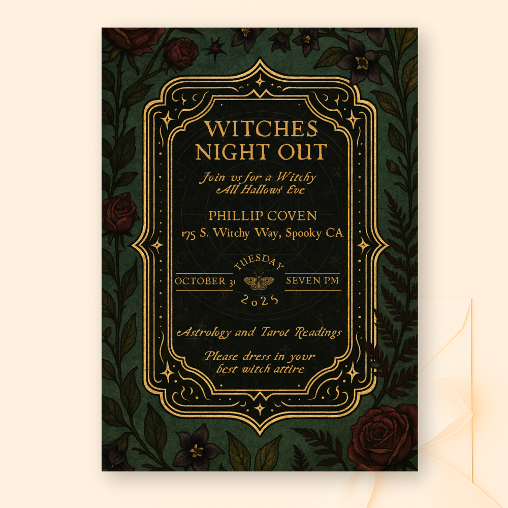 Page Parties Facebook ad: Elegant Witches Night Out Invitation Template - Instant…