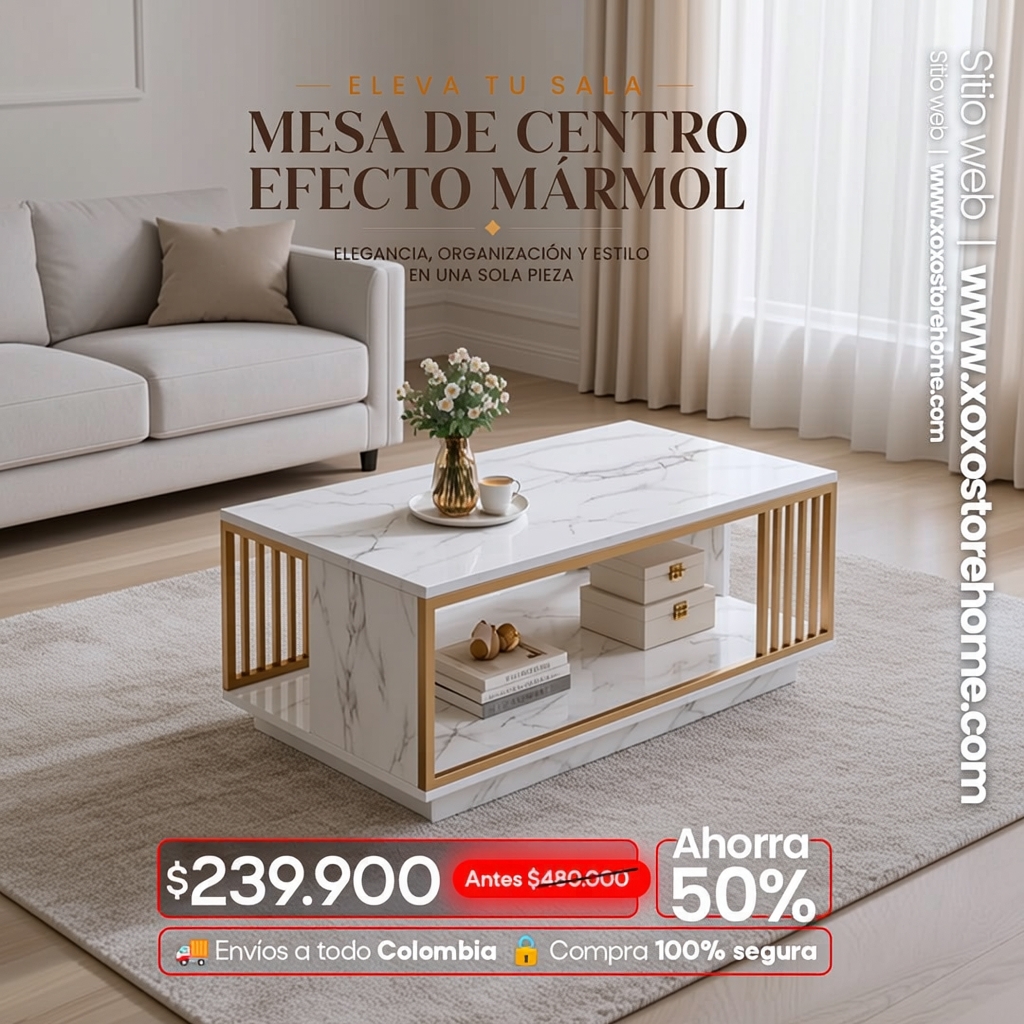 Xoxo Store Home Facebook ad: Mesa de lujo de marmol