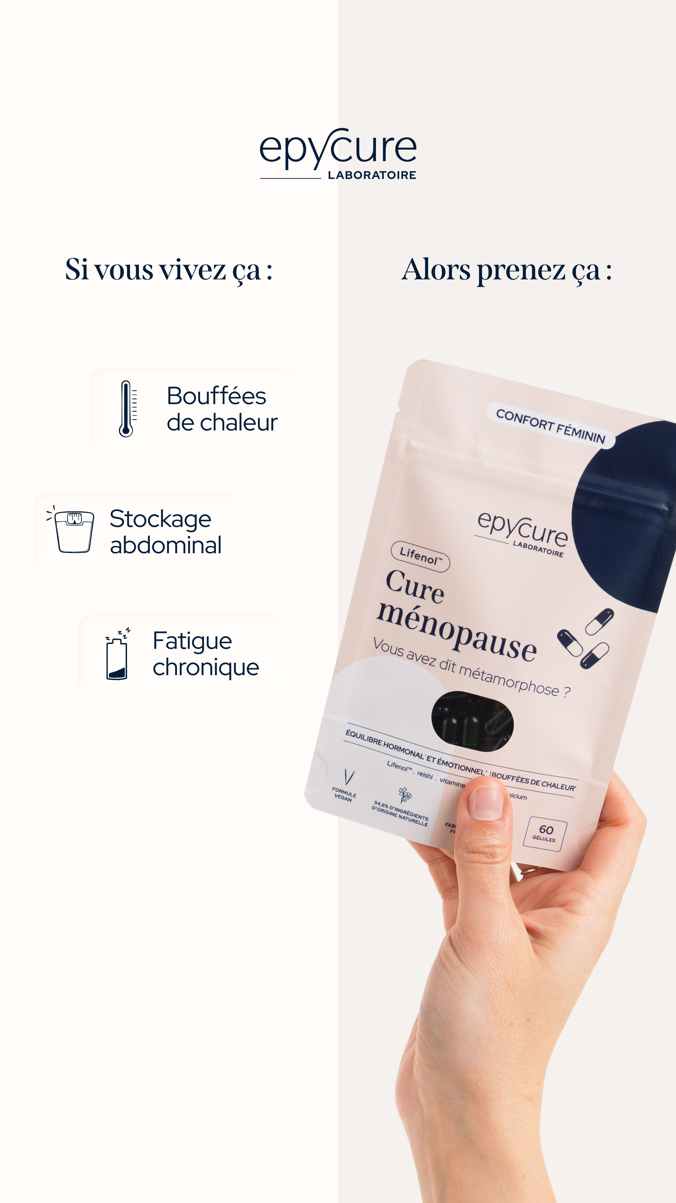 Epycure Facebook ad: 86% des femmes recommandent la Cure ménopause