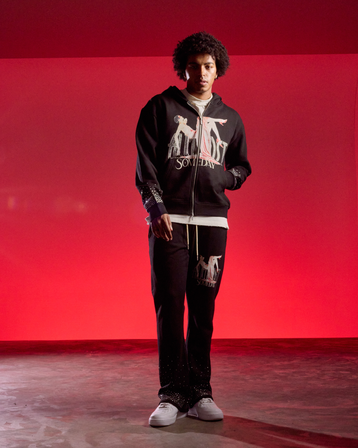 Almost Someday Facebook ad: The High Class Zip-Up Hoodie, Tee, and Sweatpants…