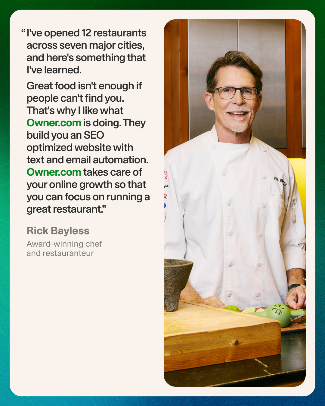 Chef Rick Bayless Facebook ad: Boost your online visibility