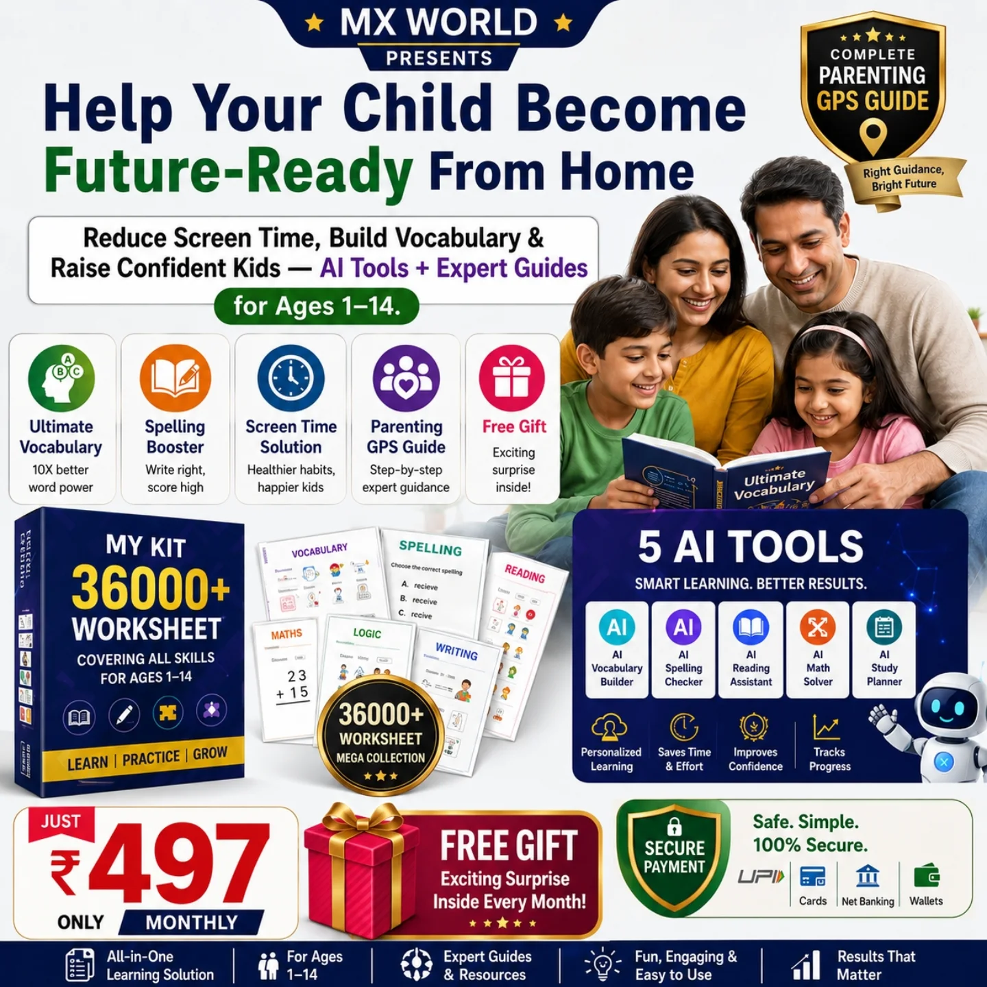 MX WORLD Facebook ad: End Screen Addiction in 30 Days, MX World Parenting Toolkit