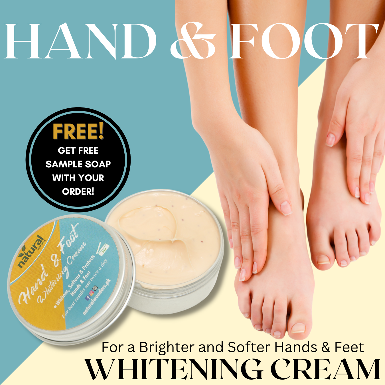 Natural Wonders Facebook ad: Hand & Foot Whitening Cream