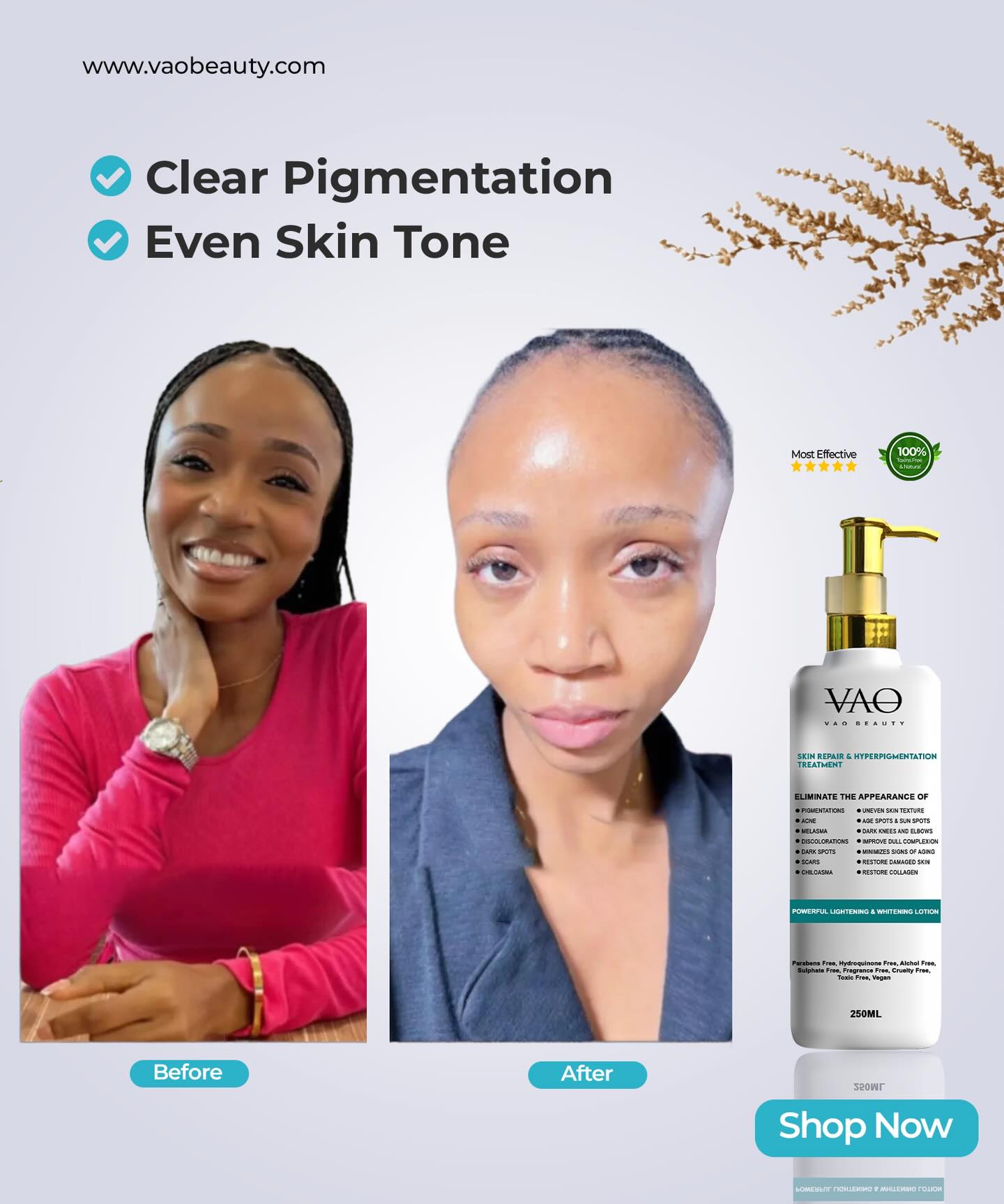 vaobeautyofficial Facebook ad: Instant Clean Glow!