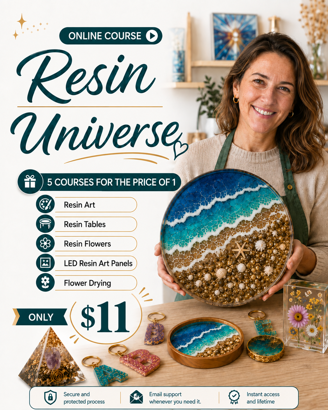 ResinArt Facebook ad: Resin Universe: 5 courses for the price of 1!