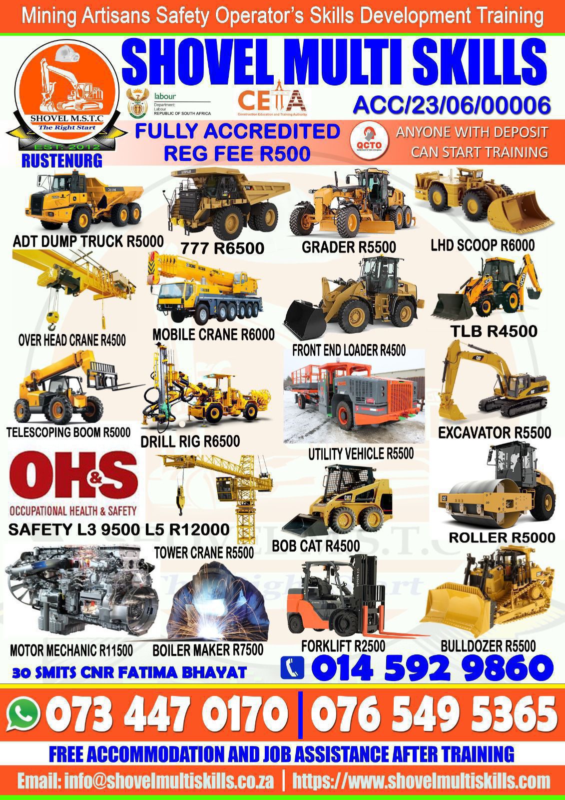 Shovel Multi Skills Training Centre Rustenburg South Africa Facebook ad: FULLY ACCREDITED TRAINING PROVIDER IN RUSTENBURG.