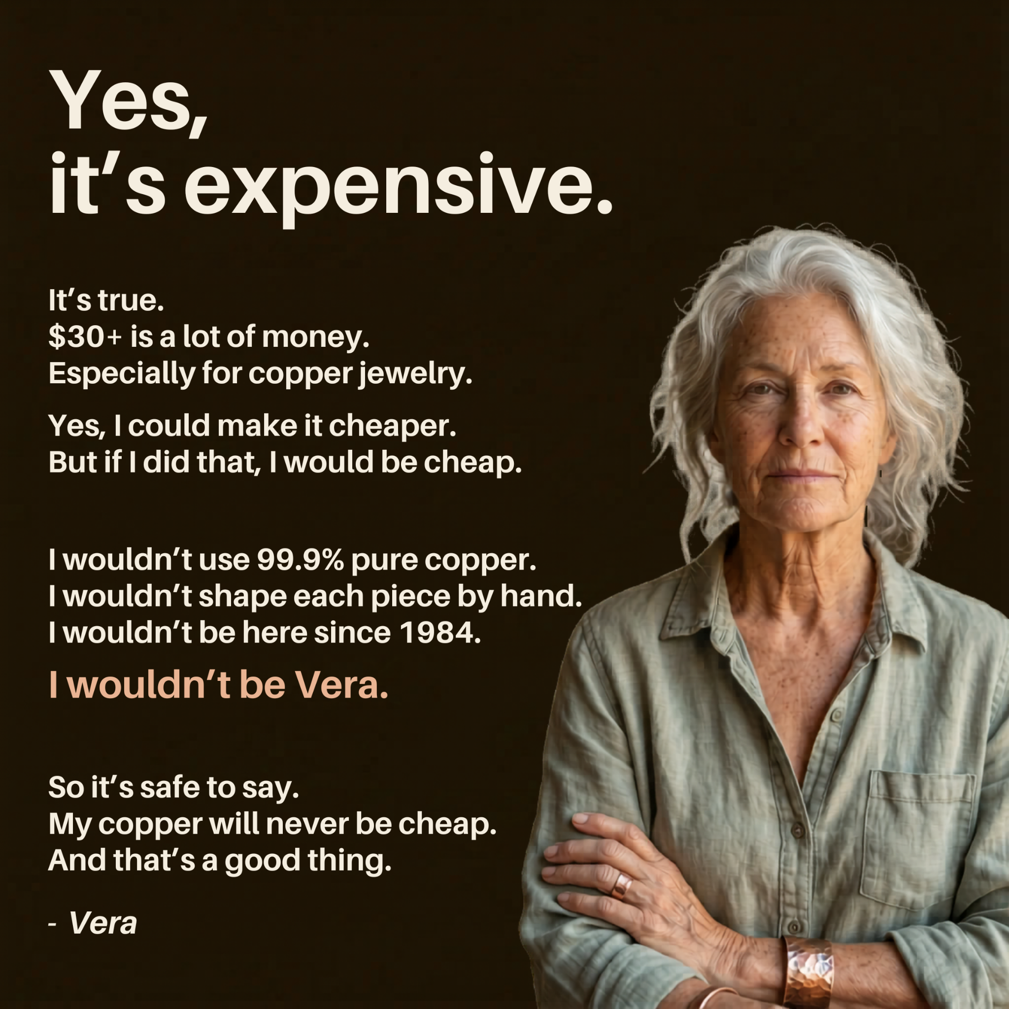 Vera’s Copper Jewelry Facebook ad