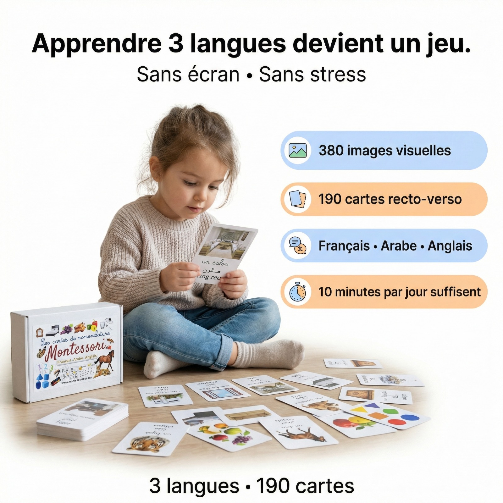 Montessori Box Facebook ad: Le N°1 des cartes éducatives au Maroc