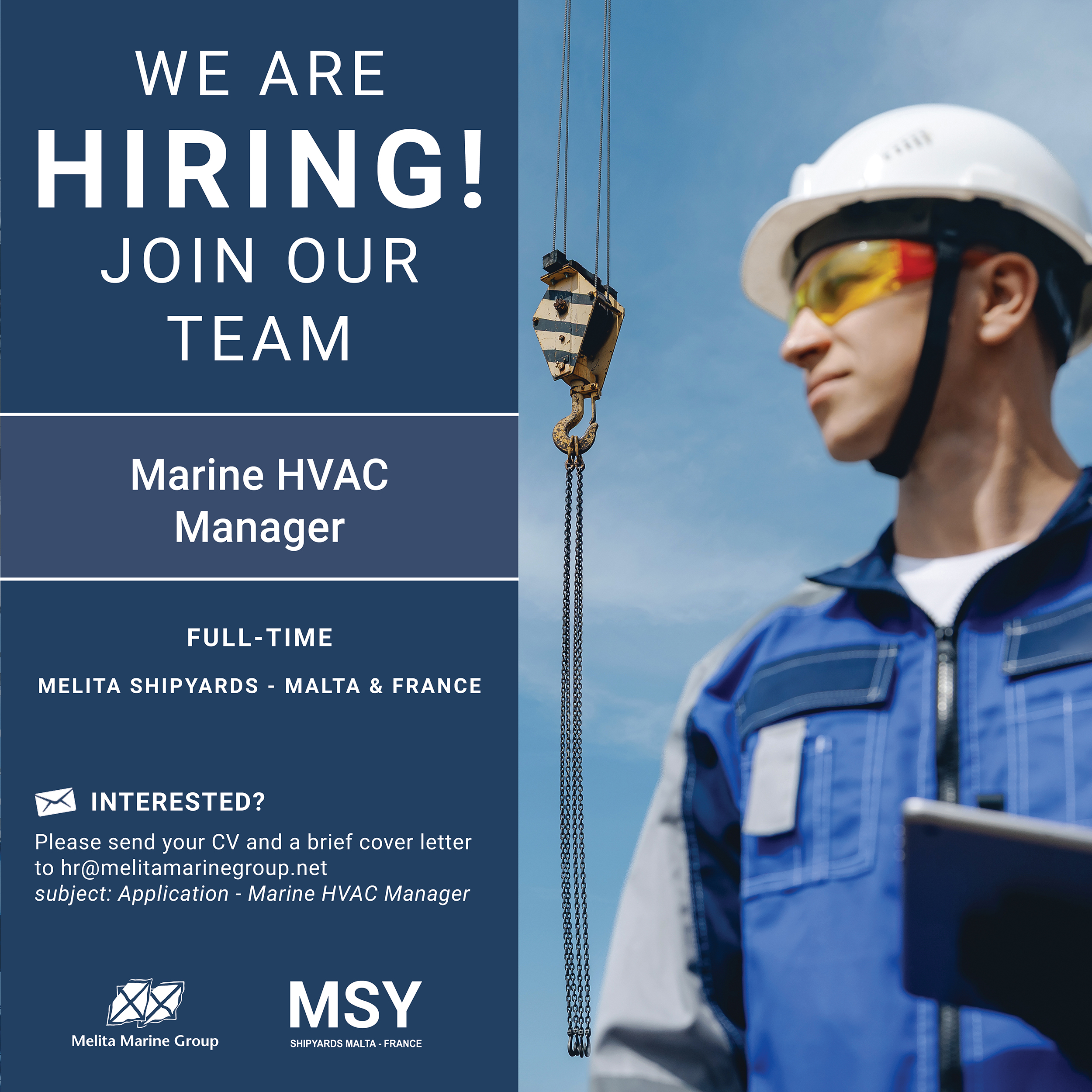 Melita Marine Group Facebook ad: Marine HVAC Manager
