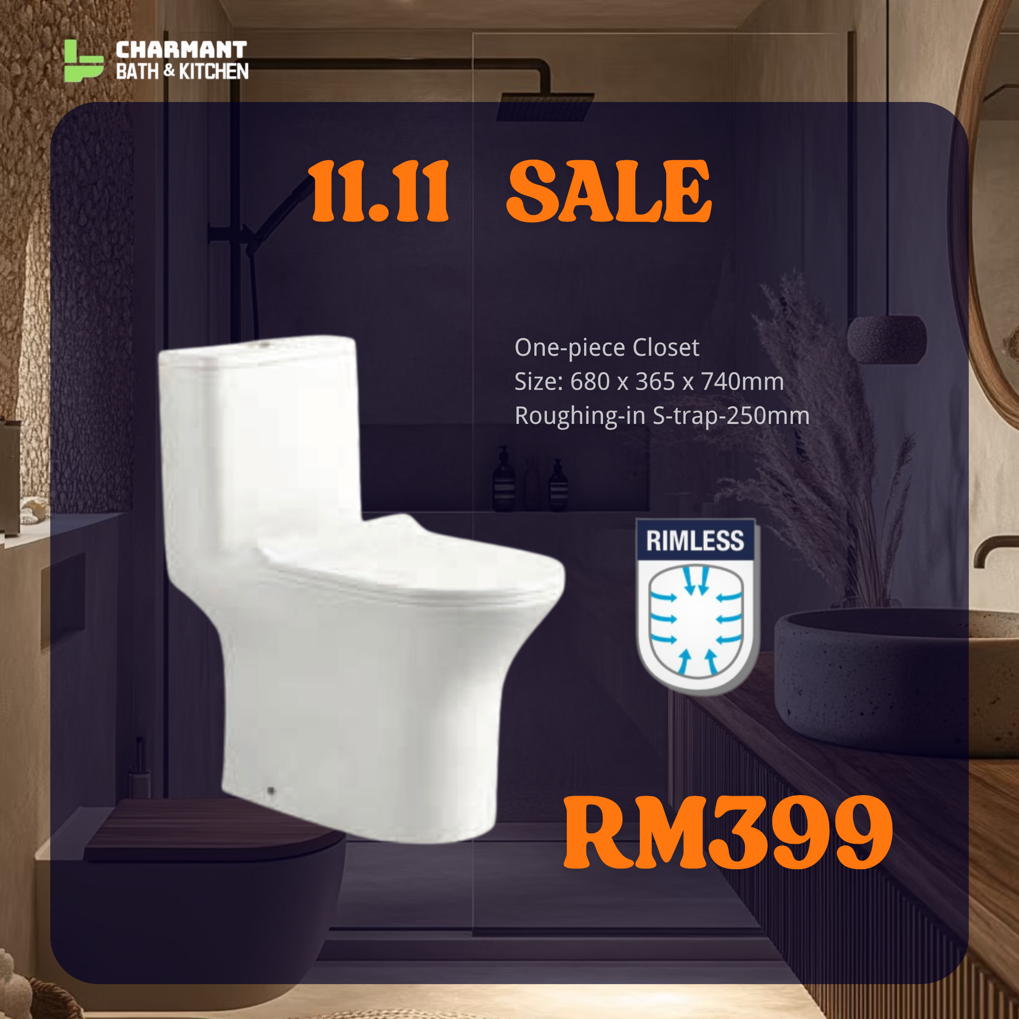 Charmamt Bath & Kitchen - AhBui Facebook ad: 𝟏𝟏.𝟏𝟏 超级大促!