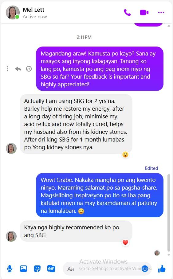 Salveo Organic Barley Grass Facebook ad: Real stories Real ginhawa dahil kay Salveo