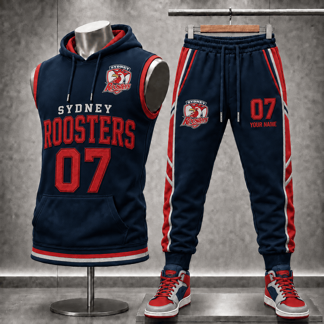 NRL Rabbitohs Gifts Facebook ad: CUSTOM ROOSTERS GEAR LEVEL UP