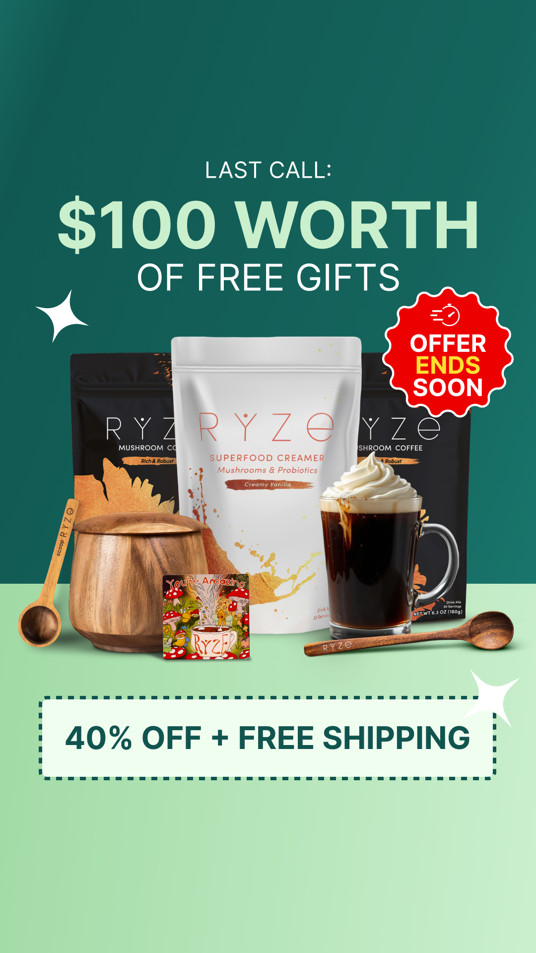 RYZE Superfoods Facebook ad