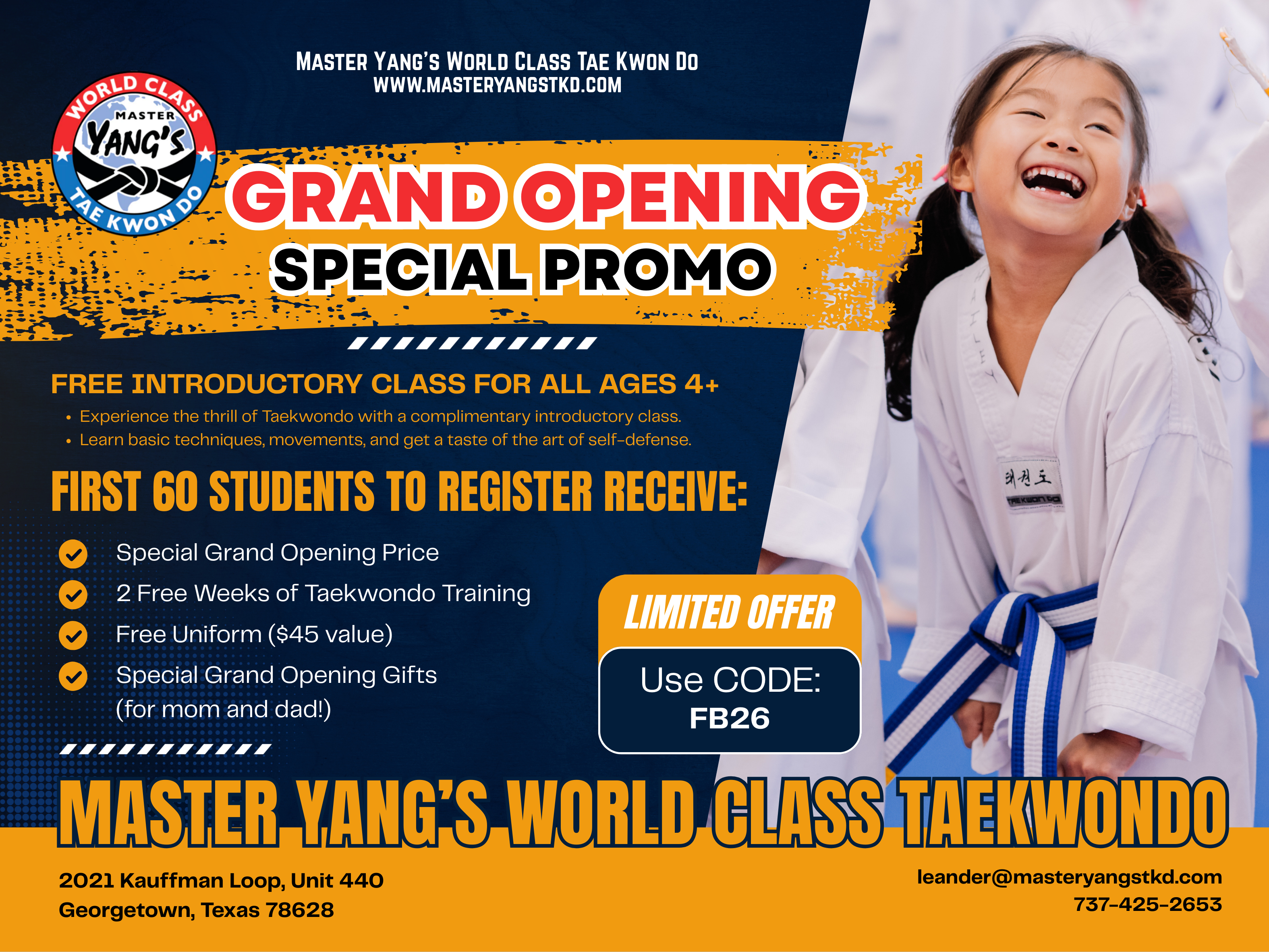 Master Yang's World Class Taekwondo Leander/Liberty Hill Facebook ad