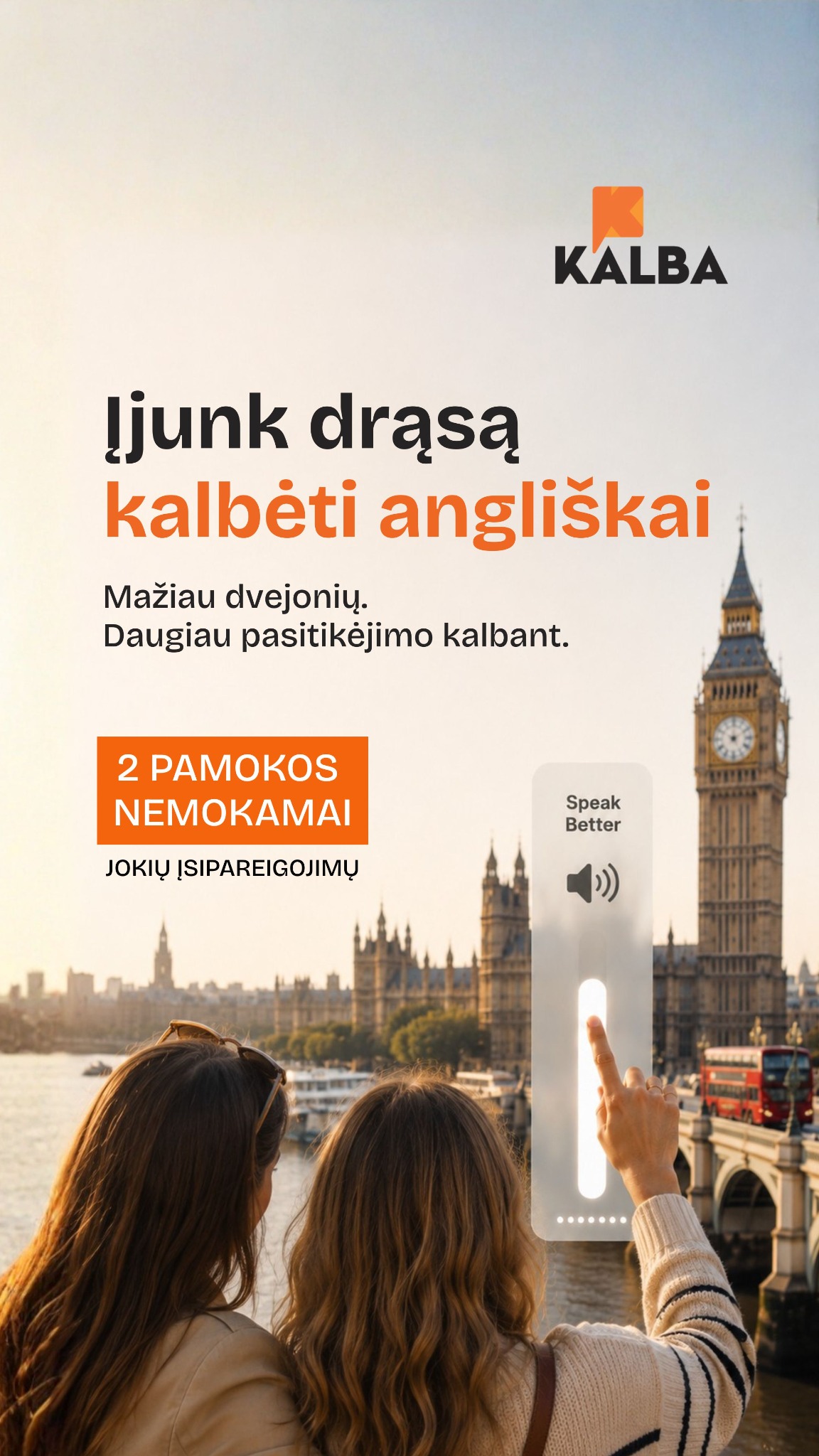 Kalba.Lt Facebook ad: Mažiau mmm. Daugiau anglų.