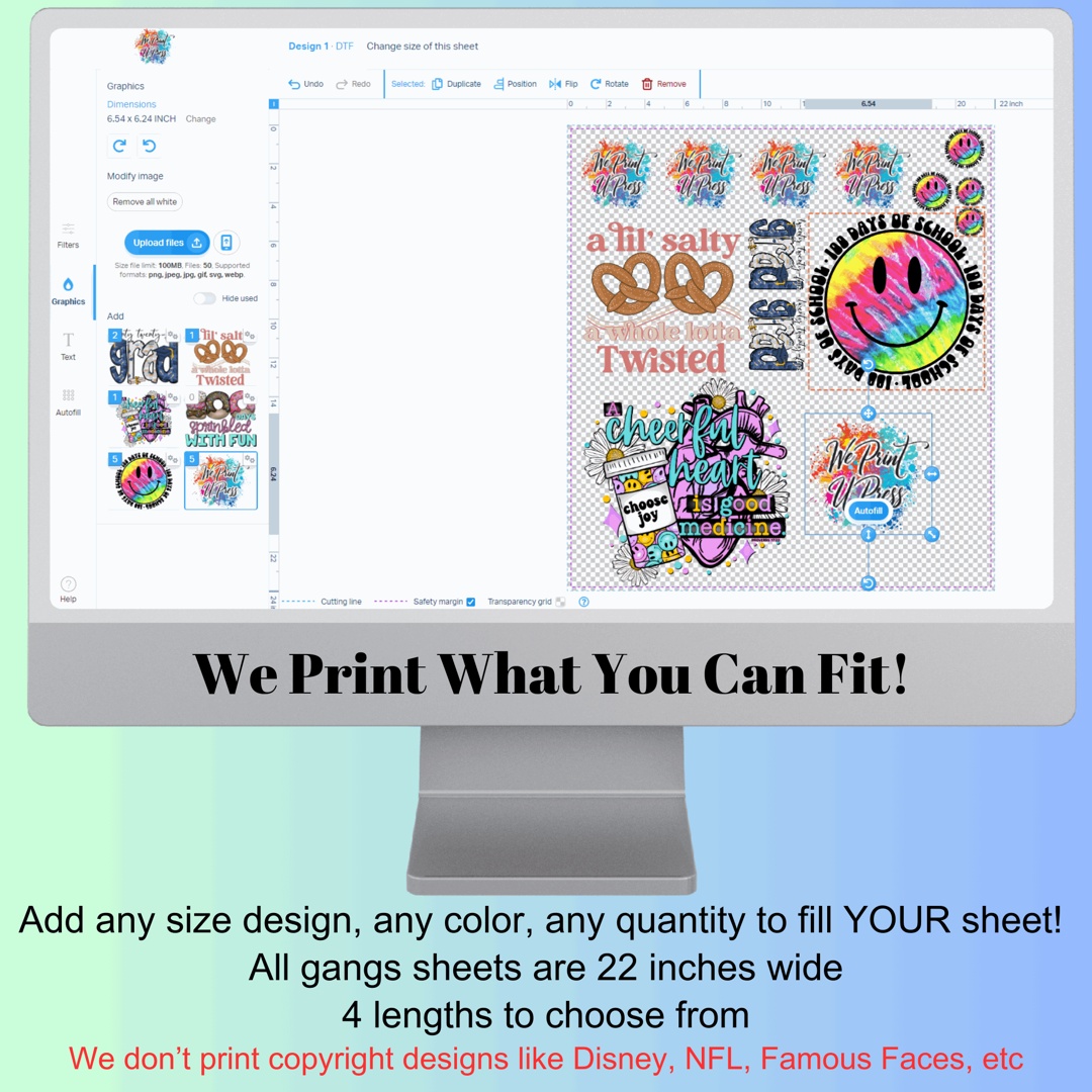 We Print U Press Transfers Facebook ad: Shop 6000+ DTF Transfers!