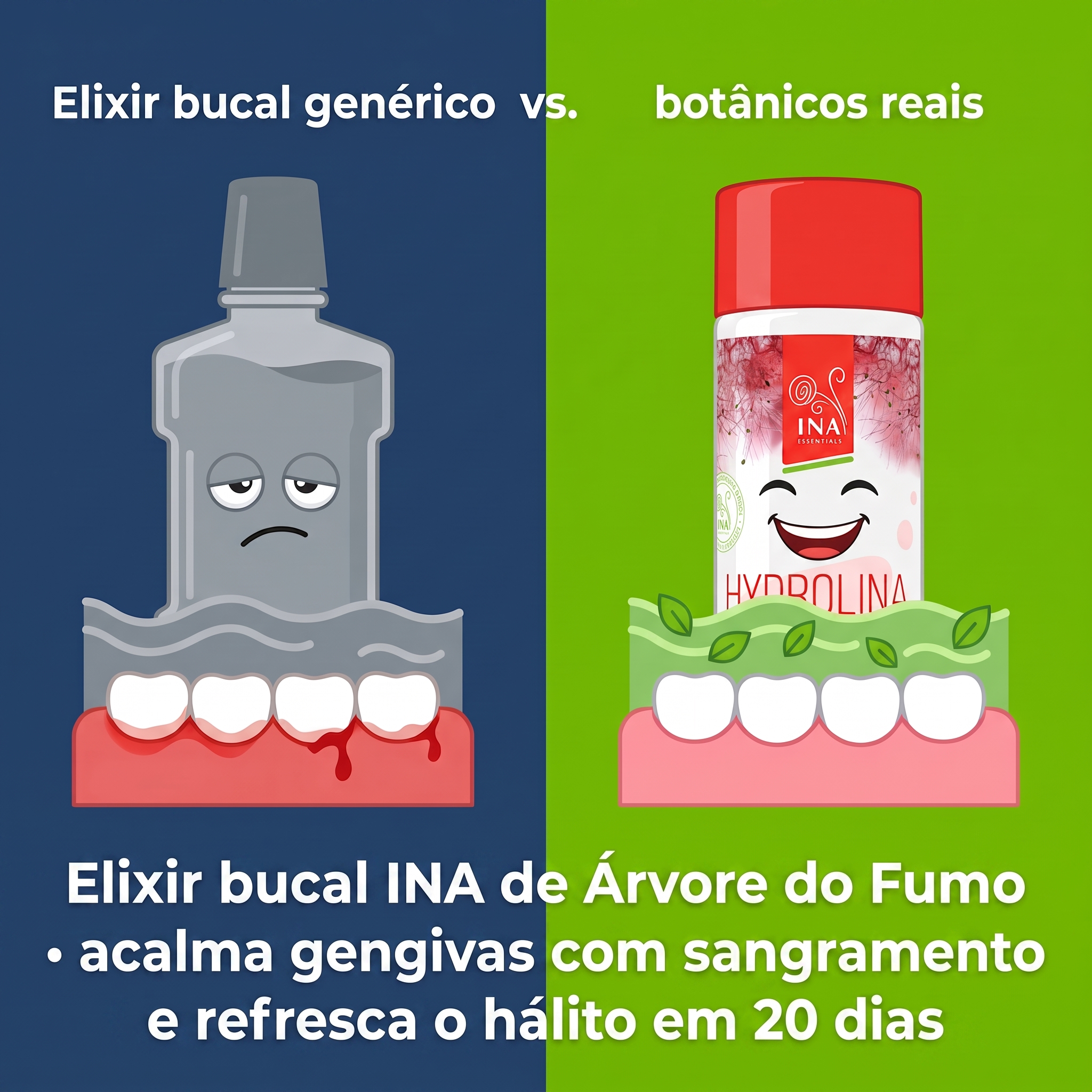 Cosméticos Orgânicos Familiares - InaEssentials.PT Facebook ad: O teu elixir não devia arder nas gengivas