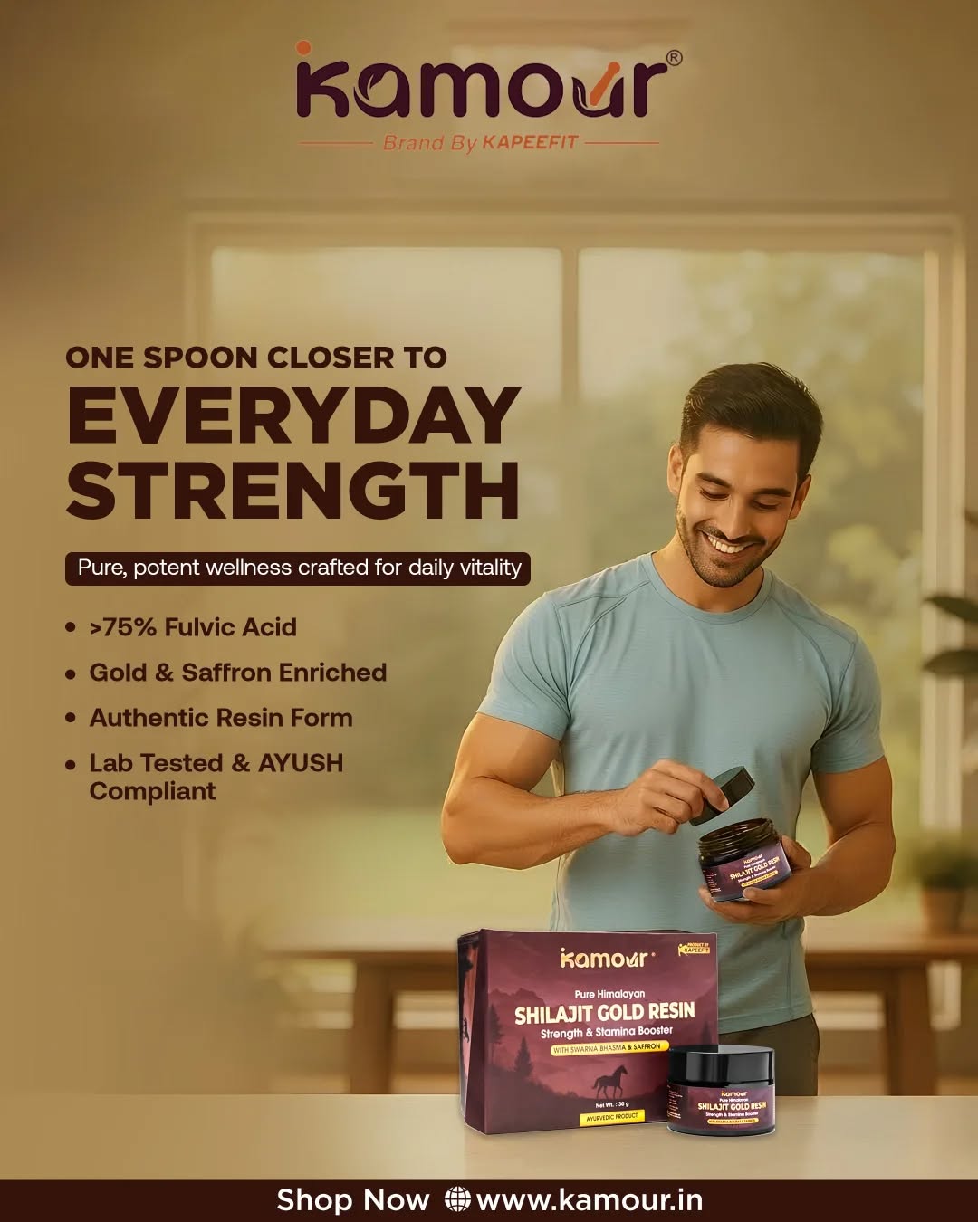 Kamour.in Facebook ad: Authentic Shilajit. Real Origins.
