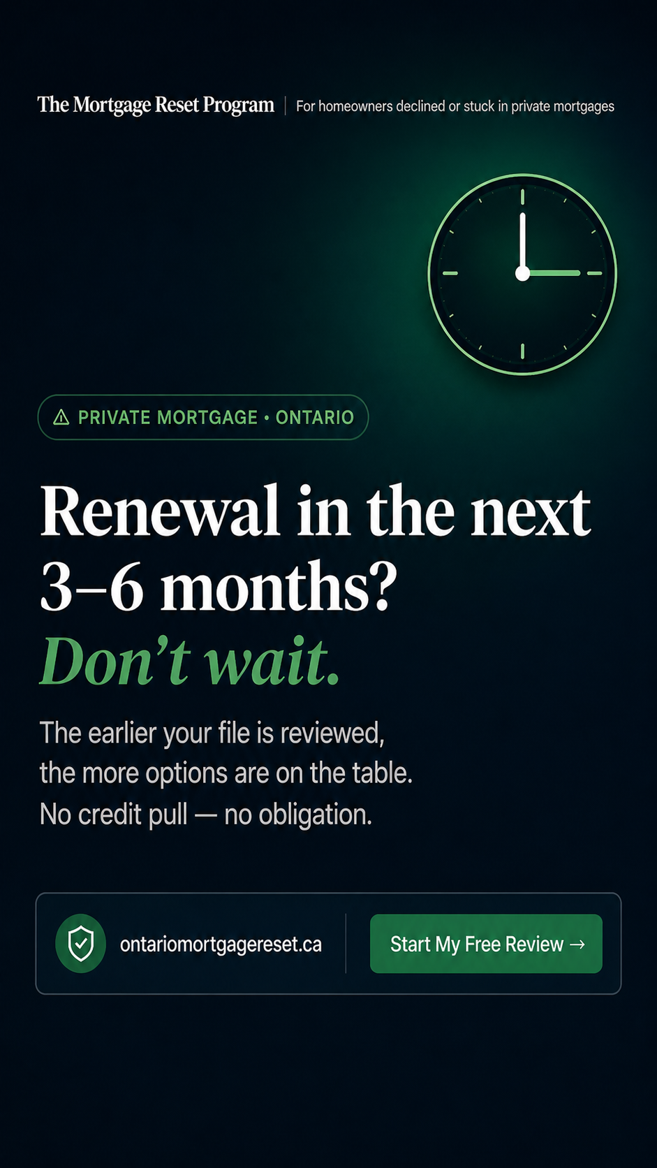 Ontario Mortgage Reset Facebook ad