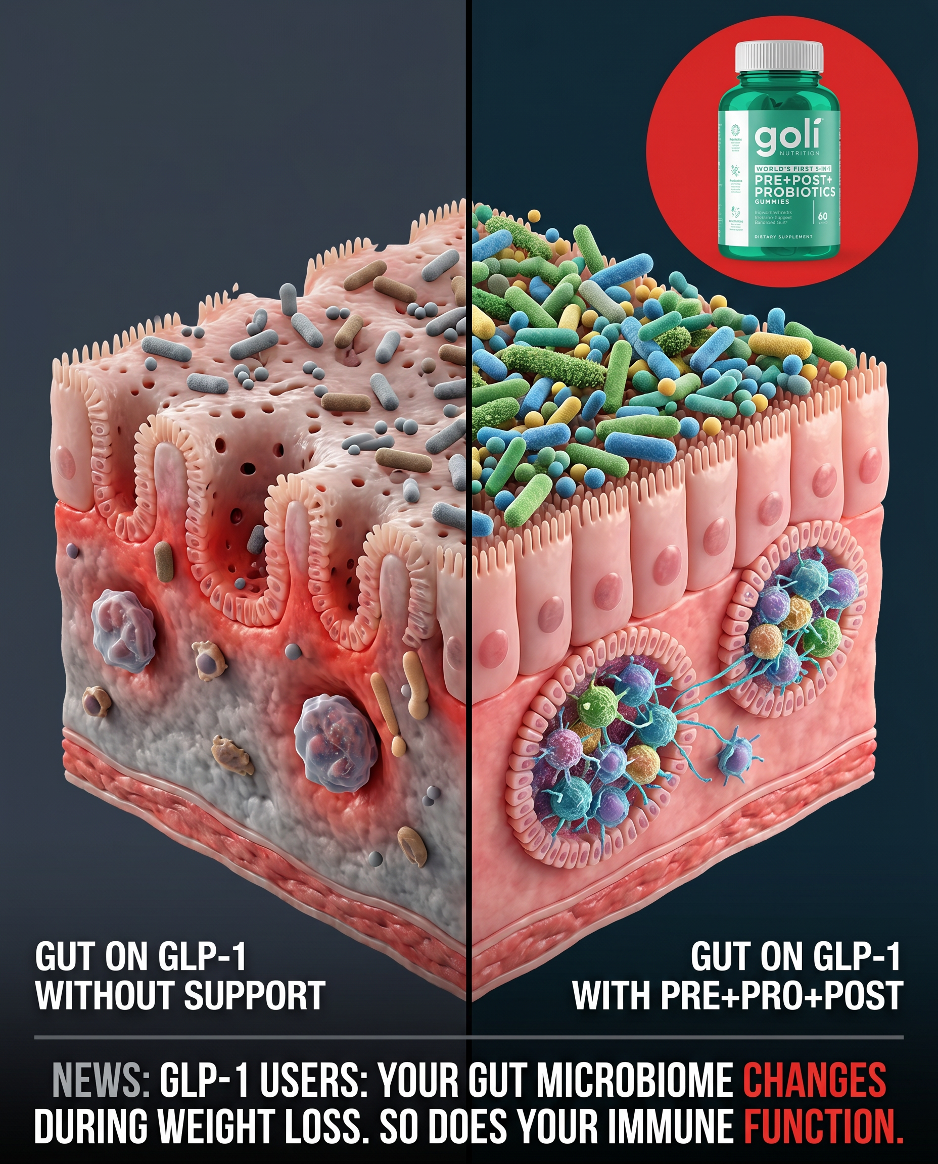 Goli Facebook ad: World's First 3 in 1 Probiotic Gummy