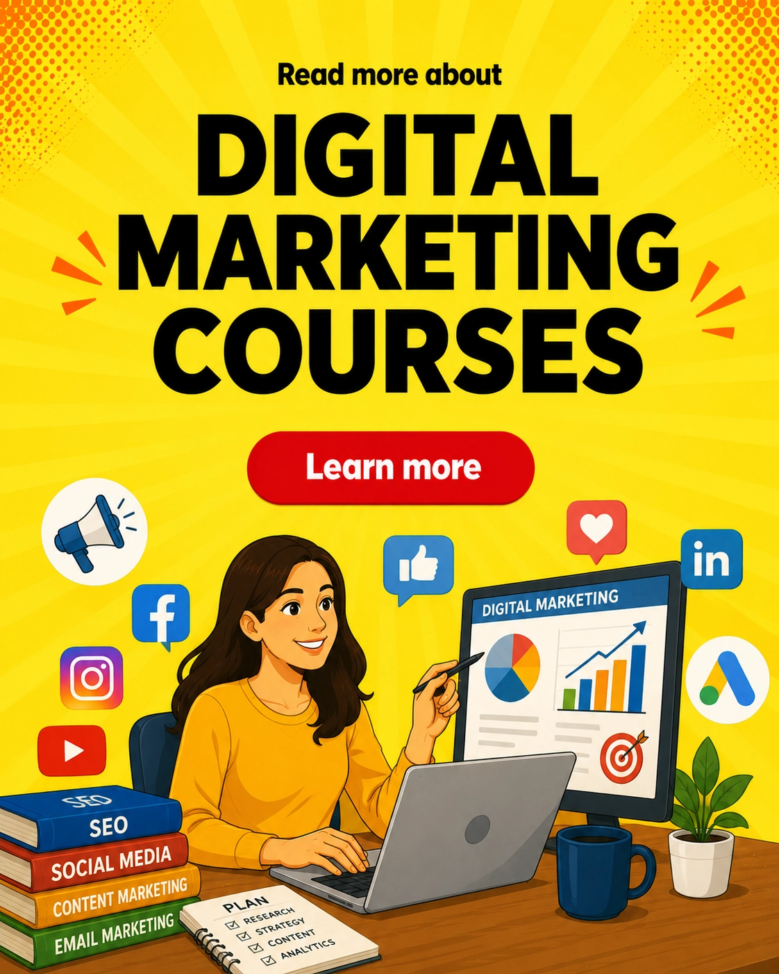 Opportunity Hub Daily Facebook ad: Learn more about digital marketing courses