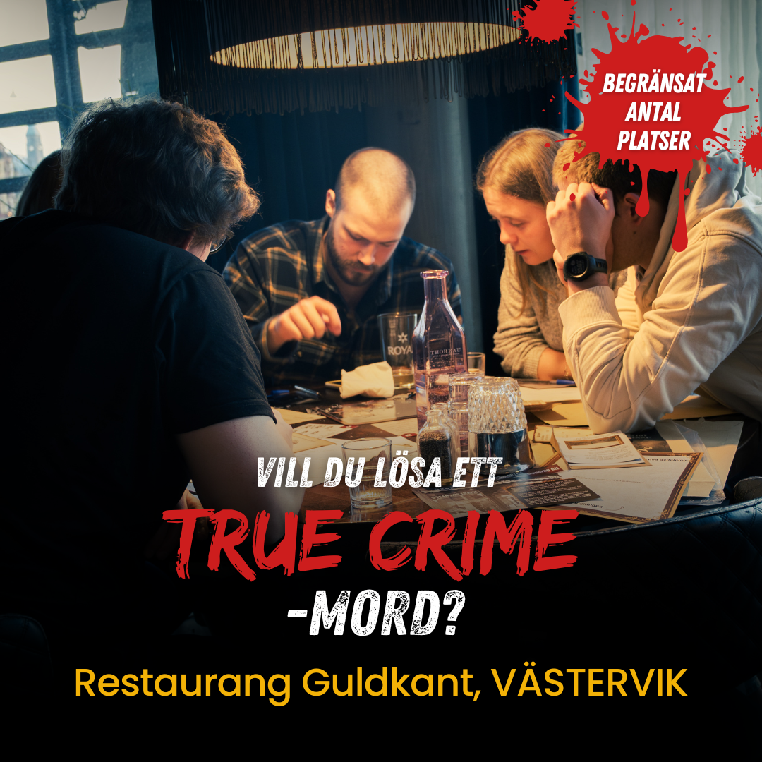Mystery Games Facebook ad: Middag & mordgåta i Västervik