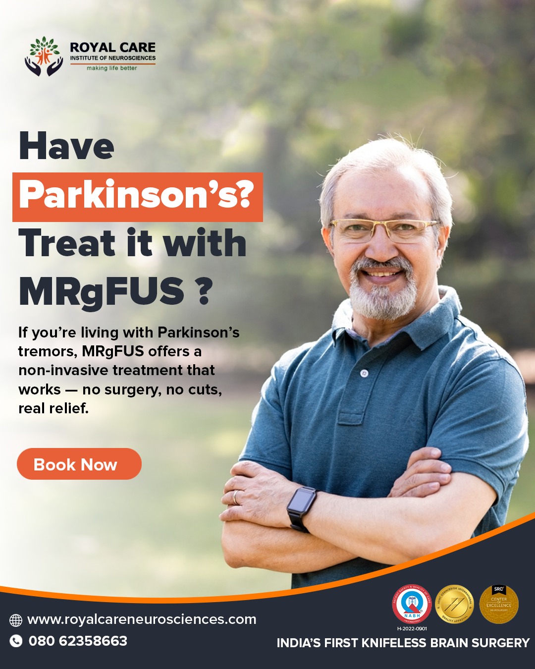 Royal Care Institute of Neuroscience Facebook ad: Advanced Parkinson’s Treatment, No Surgery, No Scars!