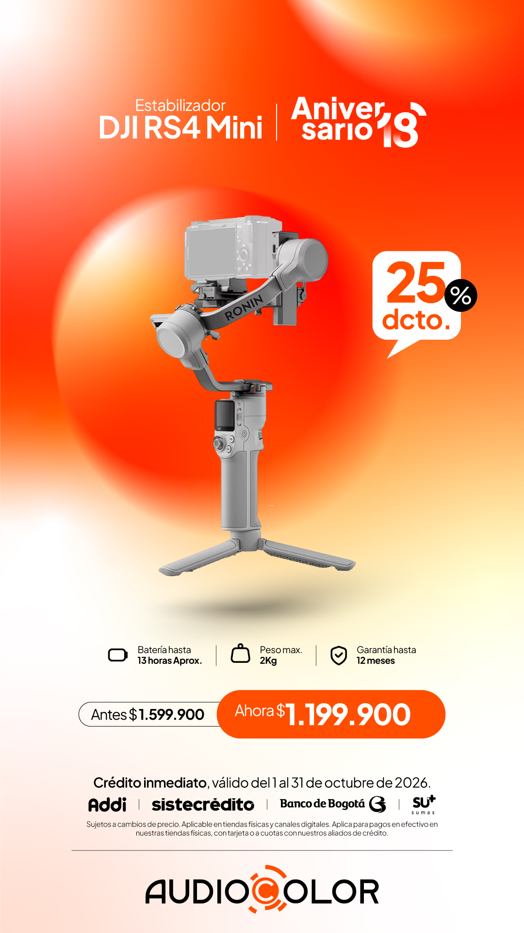AUDIO COLOR Facebook ad: ¡Estamos de aniversario aquí en AudioColor!