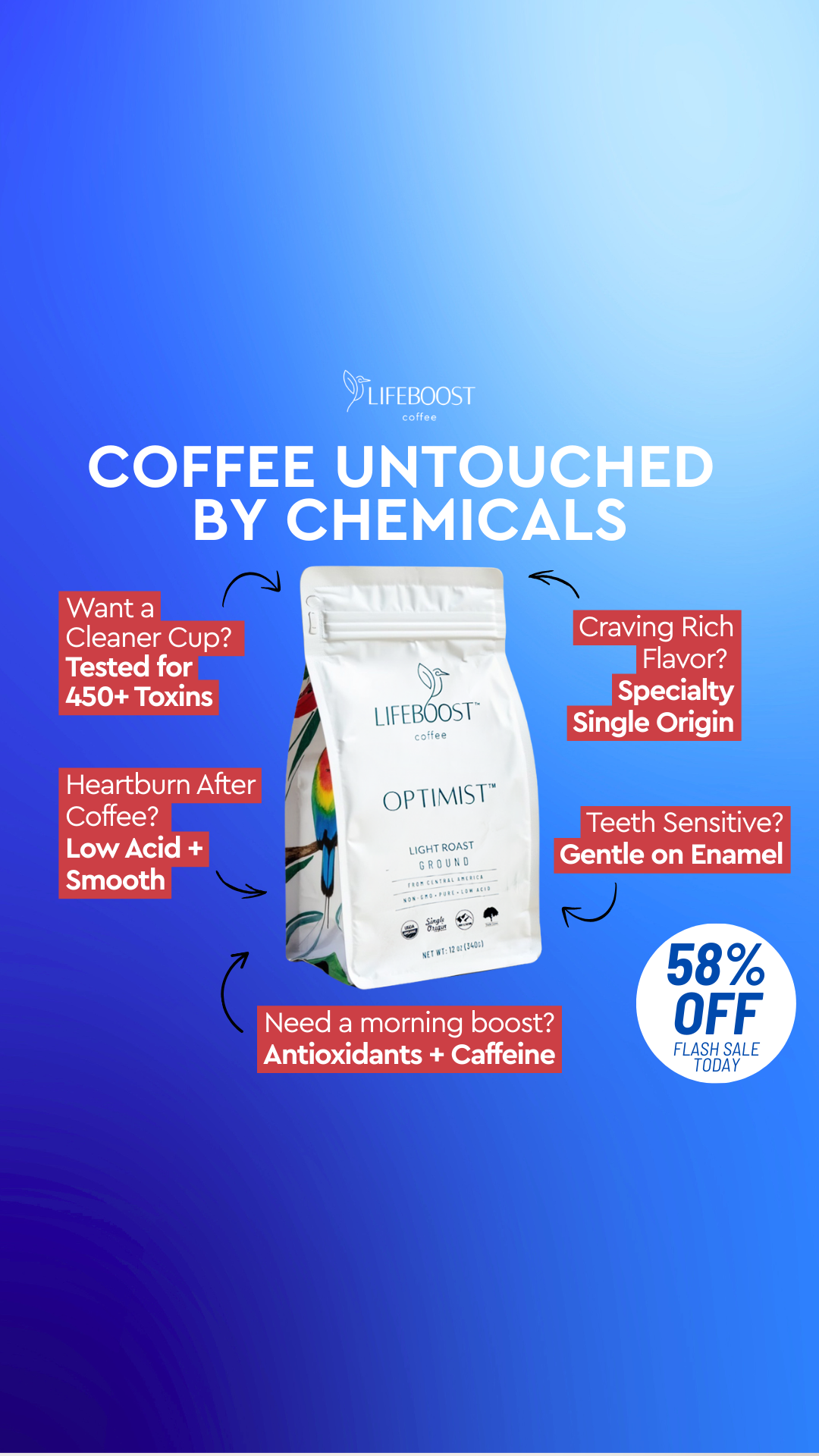 Lifeboost Coffee Facebook ad
