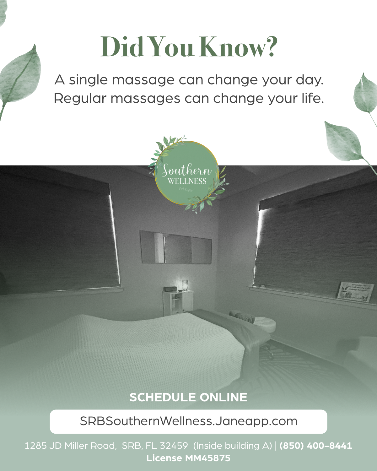 Southern Wellness Facebook ad: Invest in Yourself, One Massage at a Time