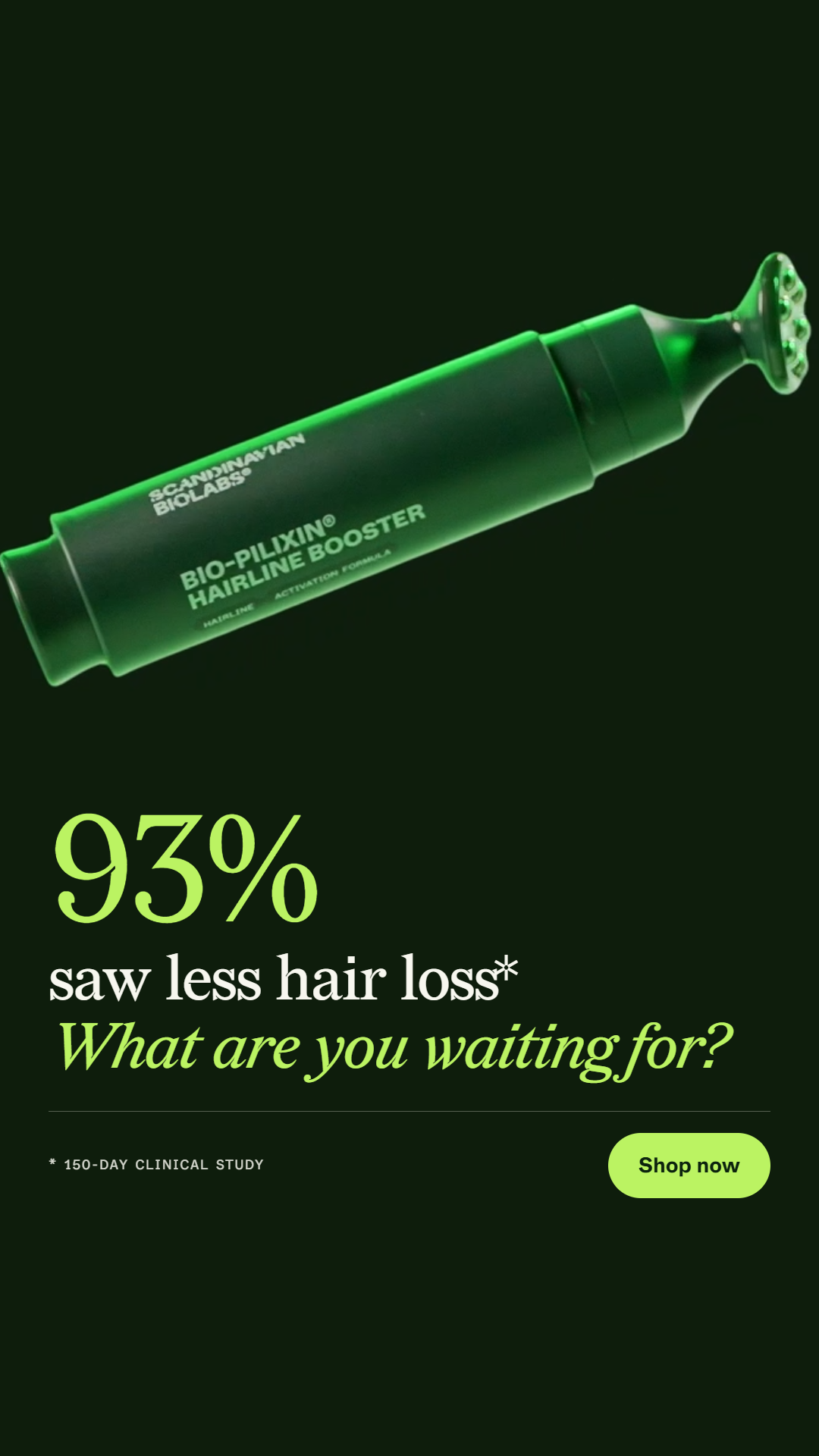 Scandinavian Biolabs Facebook ad: Your hairline back. Your confidence back.