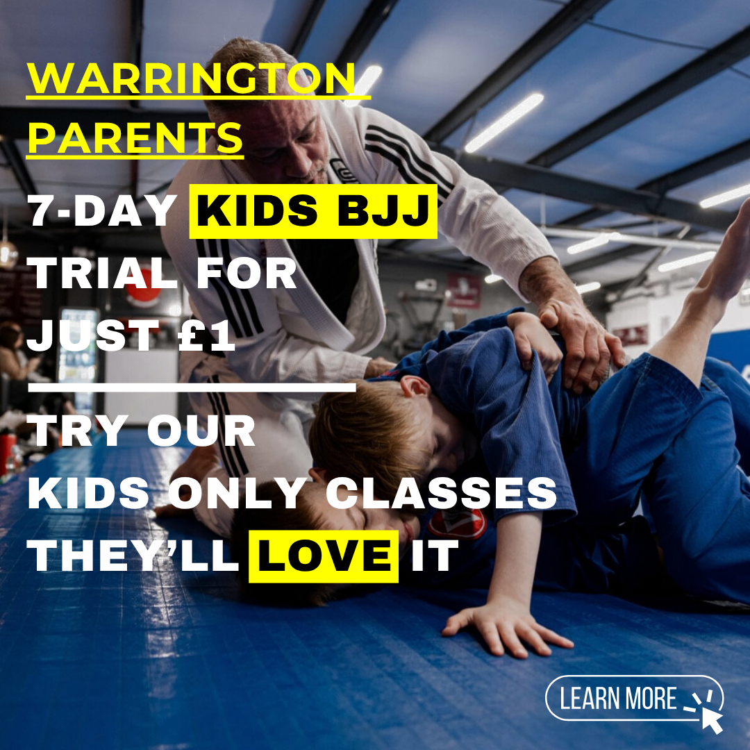 Gracie Barra Warrington Brazilian Jiu-Jitsu & Self Defence Facebook ad: Kids BJJ For Just £1!