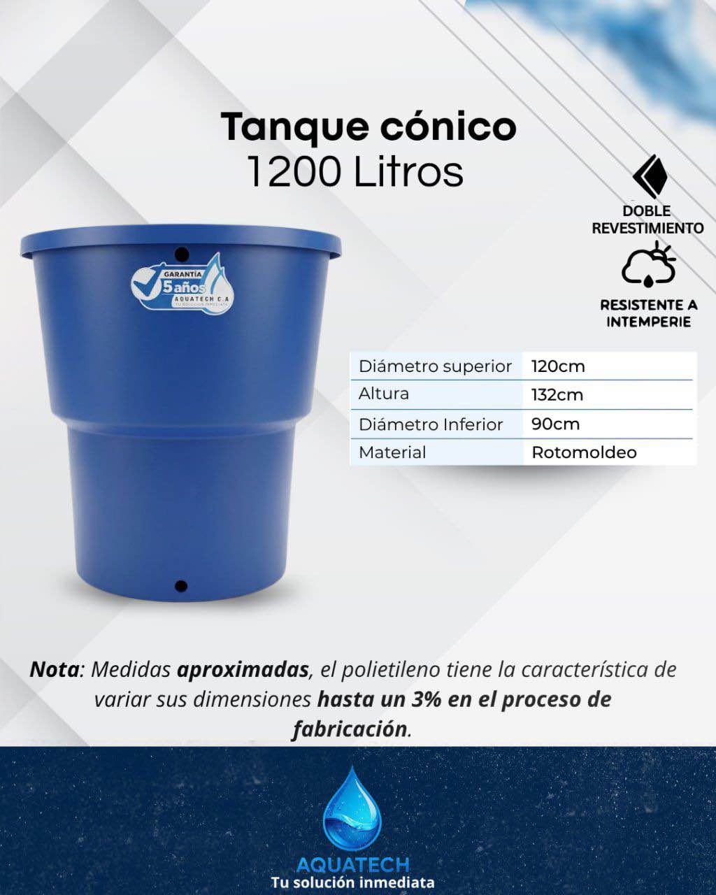 Aquatech CA Facebook ad: Tanques de Agua / 1200L Doble Revestimiento