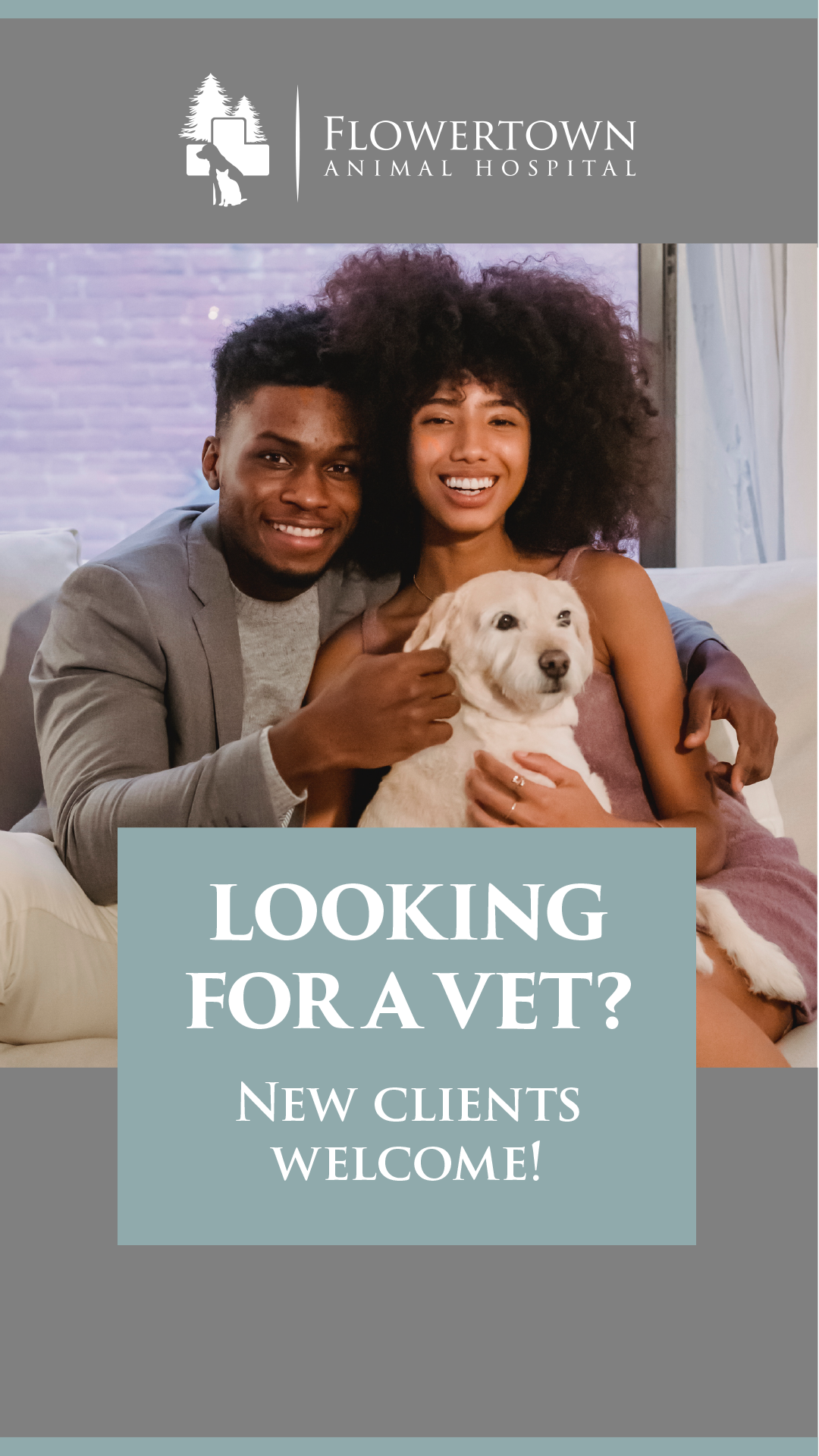 Flowertown Animal Hospital Facebook ad from Dec 15, 2021
