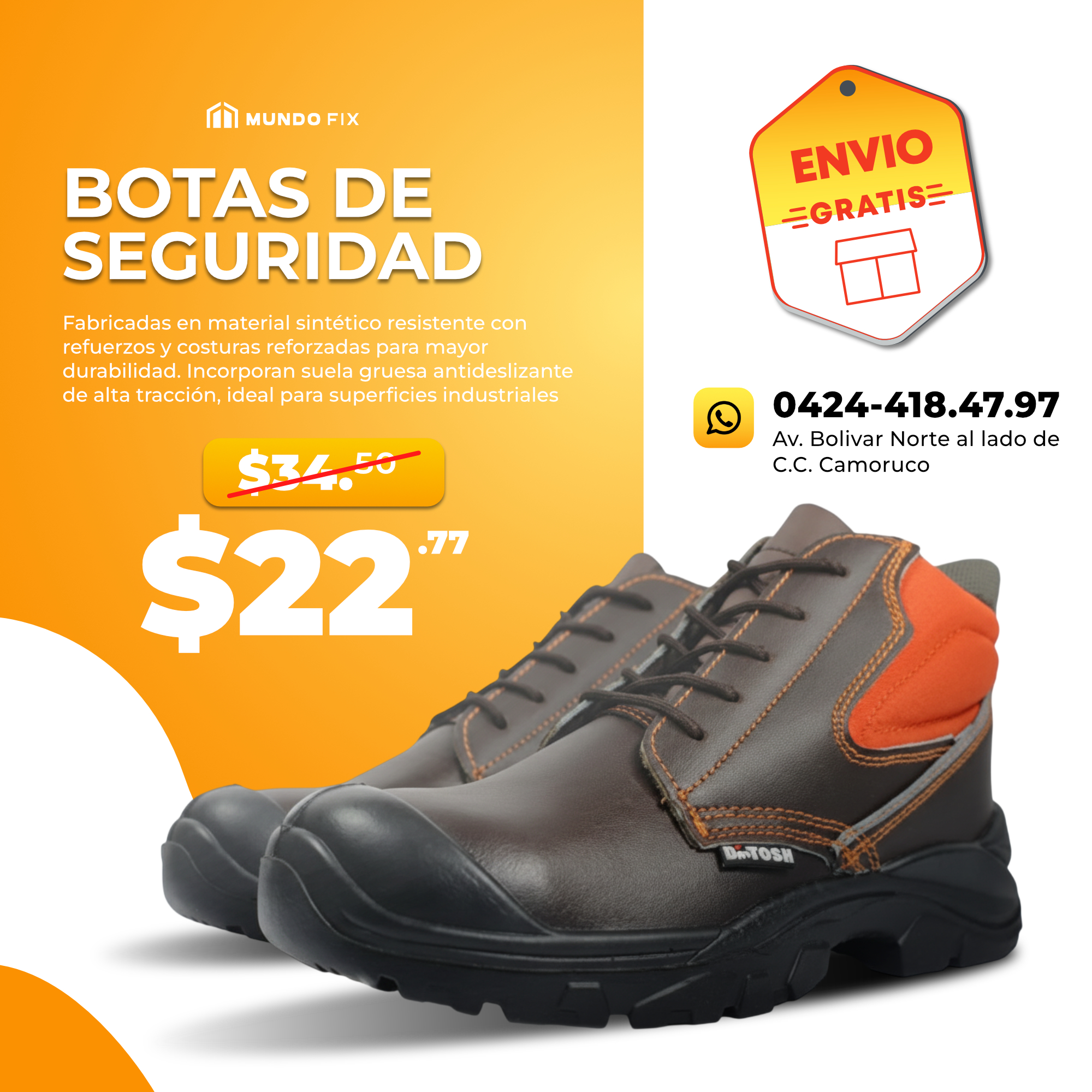 Mundo Fix Facebook ad: Botas de seguridad resistentes