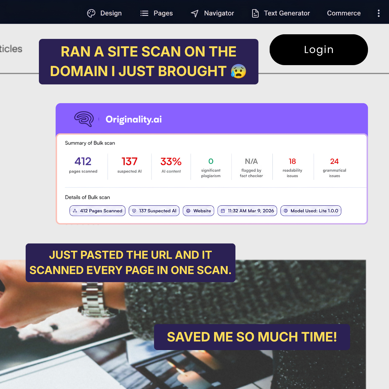 Originality.AI - AI Detection and Plagiarism Checking Facebook ad
