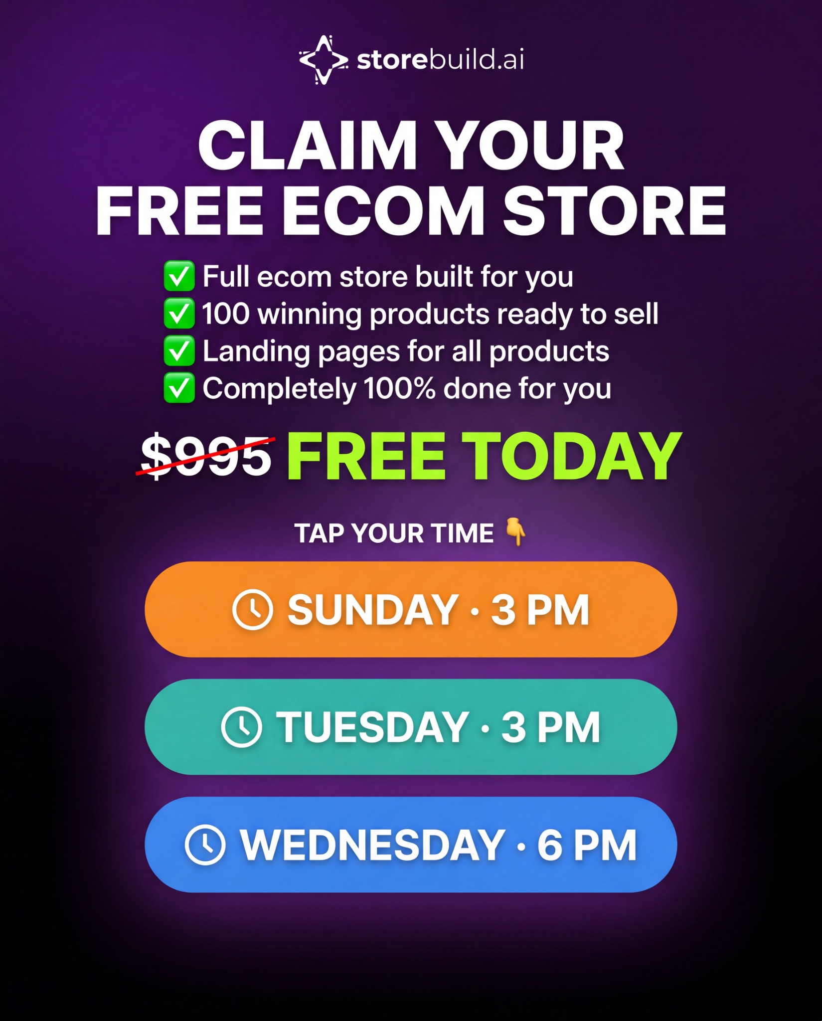 Free Ecom Store Facebook ad: Save Your Spot - Live Build Starts Soon