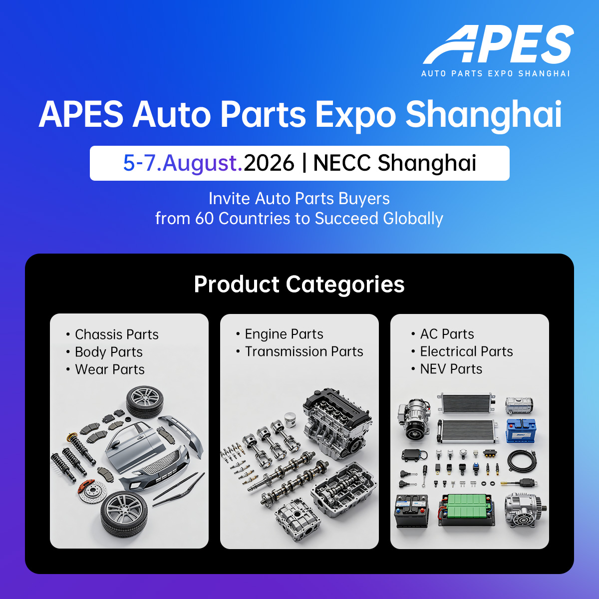 APES - Auto Parts Expo Shanghai Facebook ad: At APES Auto Parts Expo Shanghai 2026, August…